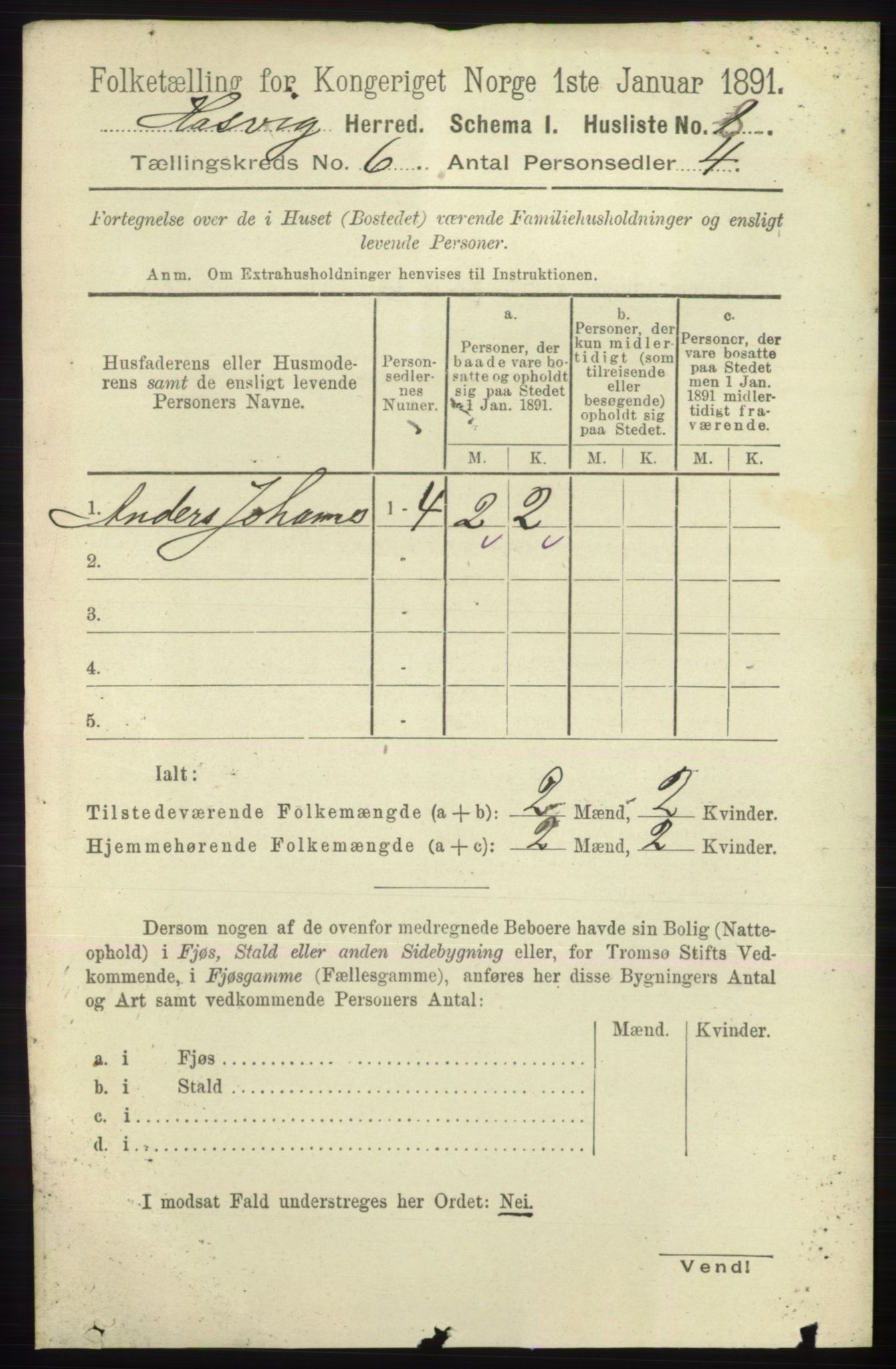 RA, 1891 census for 2015 Hasvik, 1891, p. 862