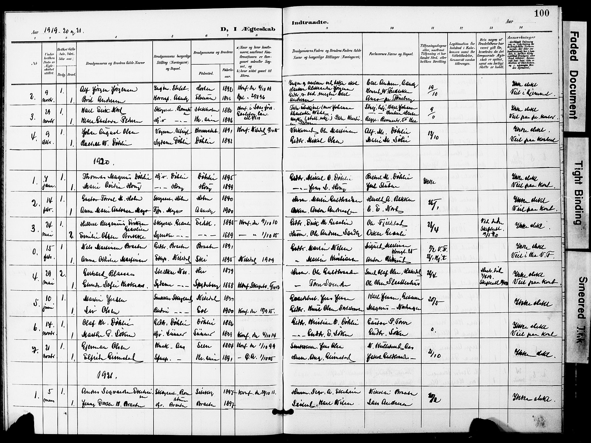 Nittedal prestekontor Kirkebøker, AV/SAO-A-10365a/G/Gb/L0003: Parish register (copy) no. II 3, 1902-1924, p. 100