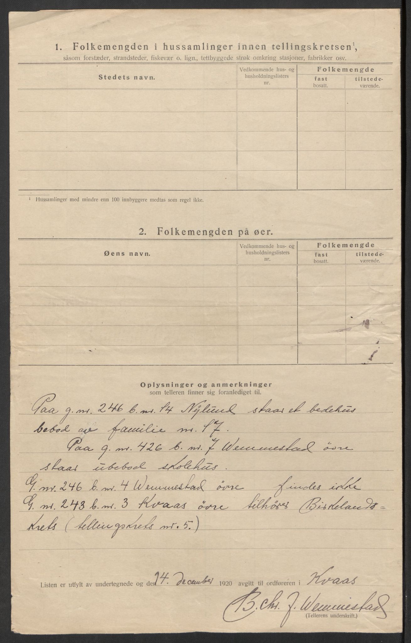 SAK, 1920 census for Kvås, 1920, p. 18