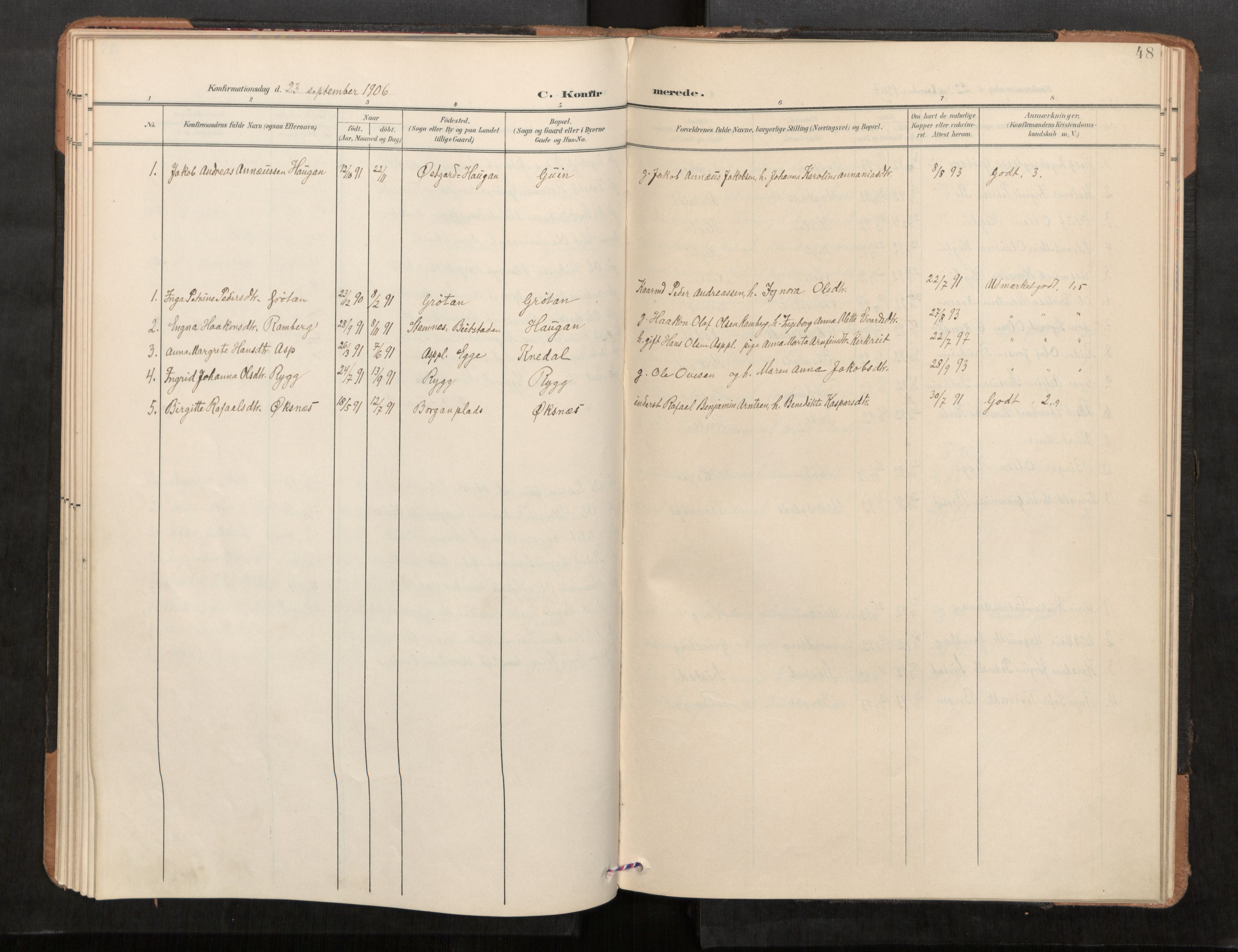 Stod sokneprestkontor, SAT/A-1164/1/I/I1/I1a/L0001: Parish register (official) no. 1, 1900-1912, p. 48