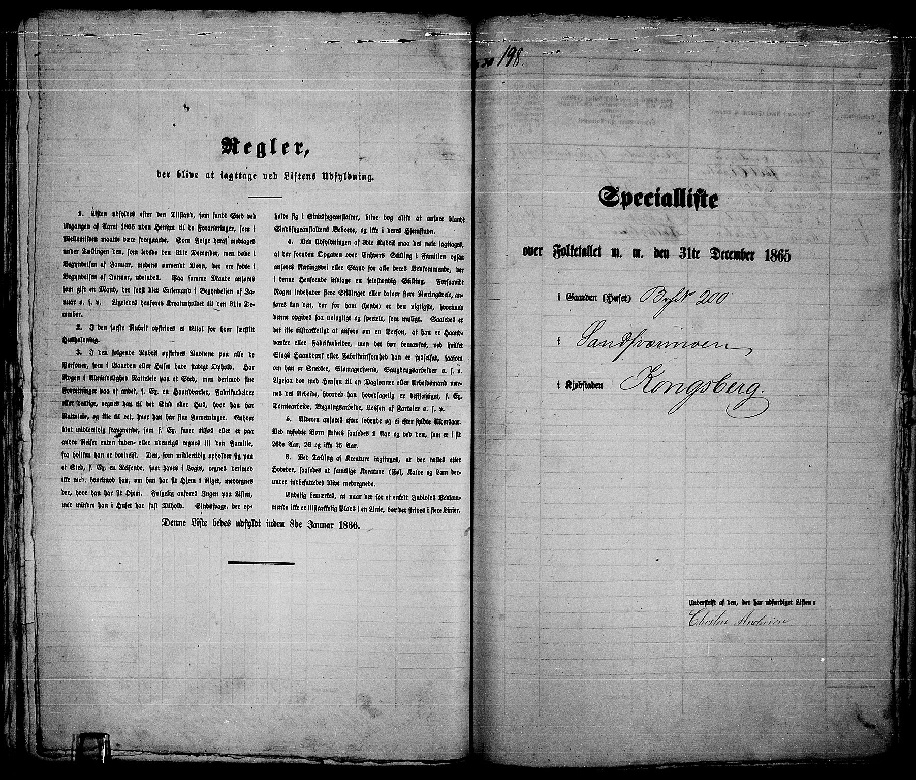 RA, 1865 census for Kongsberg/Kongsberg, 1865, p. 408