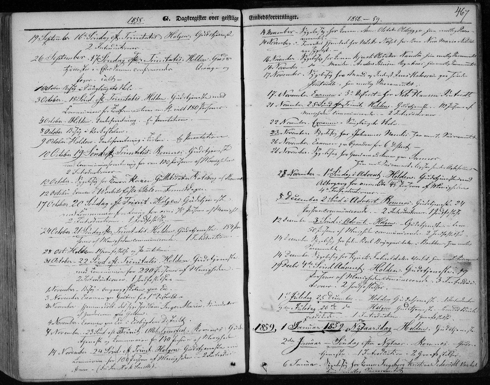 Holla kirkebøker, SAKO/A-272/F/Fa/L0005: Parish register (official) no. 5, 1849-1860, p. 467