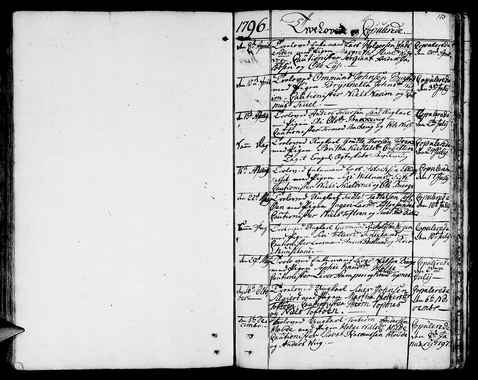 Nedstrand sokneprestkontor, SAST/A-101841/01/IV: Parish register (official) no. A 5, 1795-1816, p. 113