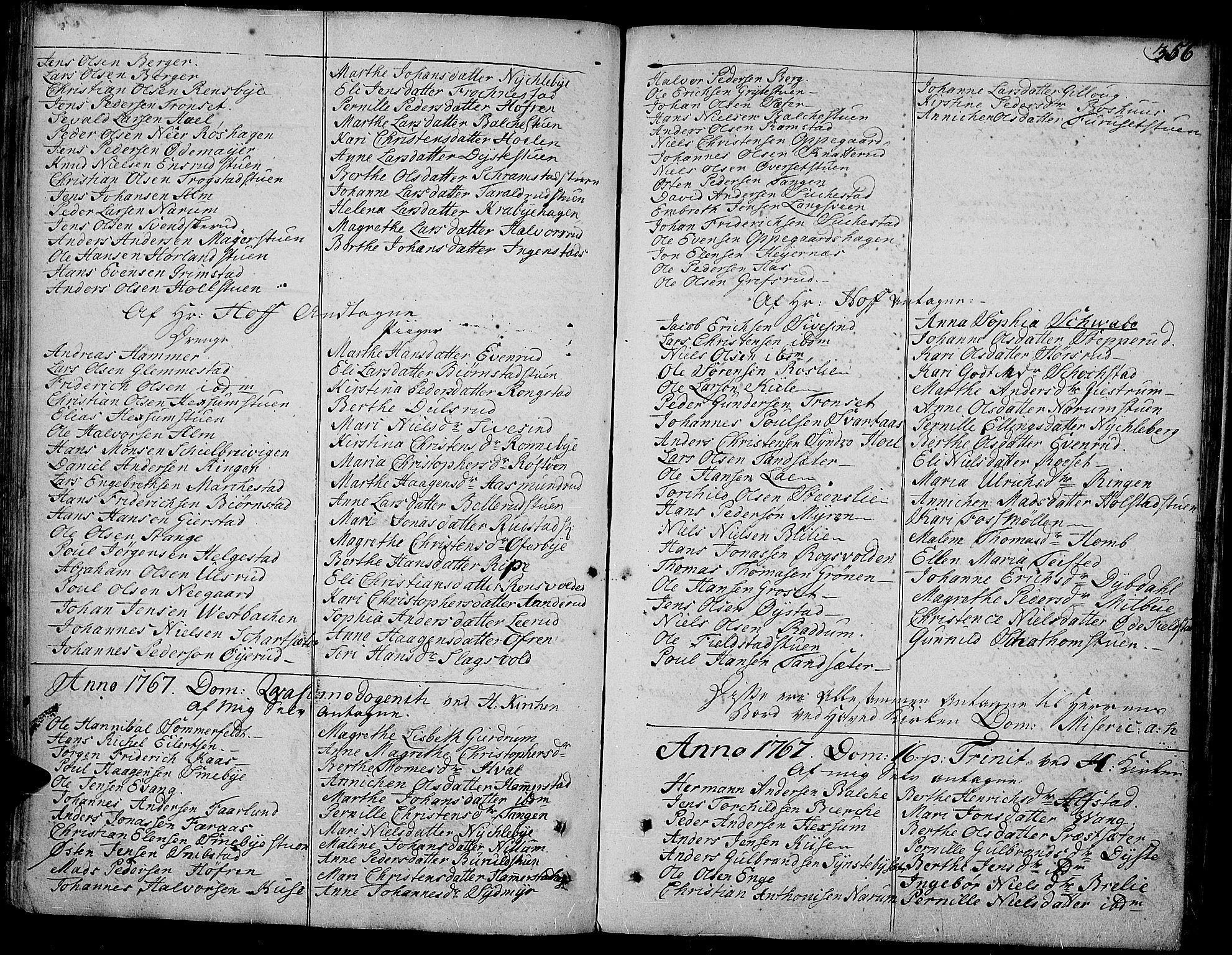 Toten prestekontor, SAH/PREST-102/H/Ha/Haa/L0005: Parish register (official) no. 5, 1761-1772, p. 356