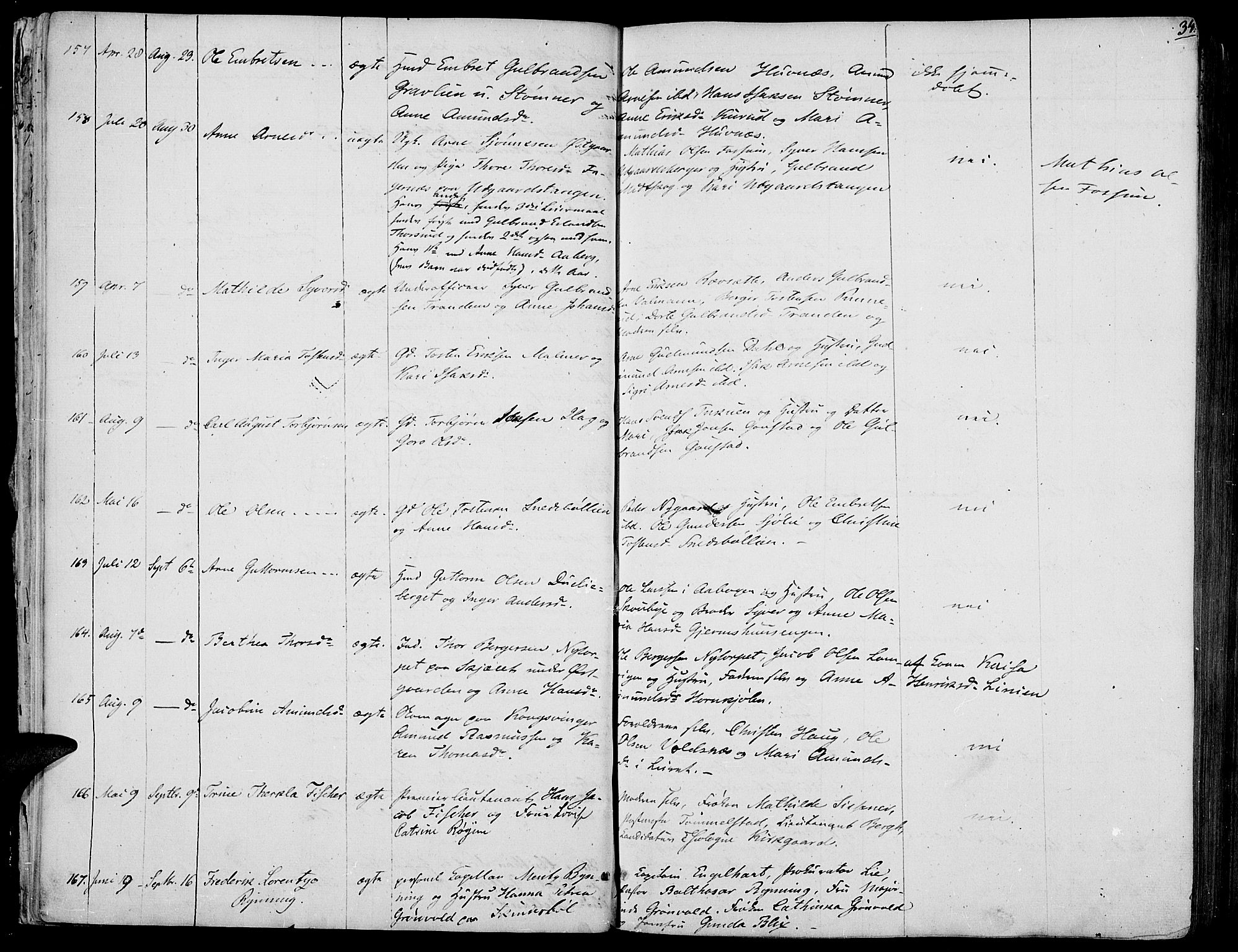 Vinger prestekontor, AV/SAH-PREST-024/H/Ha/Haa/L0008: Parish register (official) no. 8, 1839-1847, p. 34