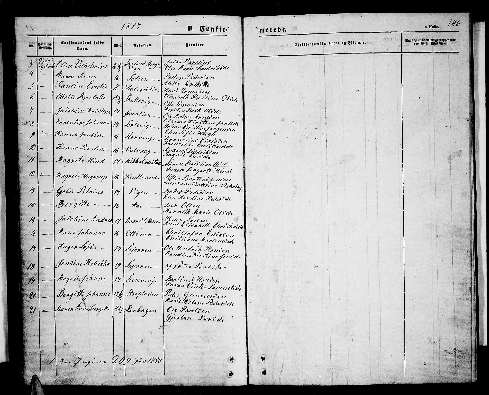 Tranøy sokneprestkontor, SATØ/S-1313/I/Ia/Iab/L0002klokker: Parish register (copy) no. 2, 1847-1860, p. 146
