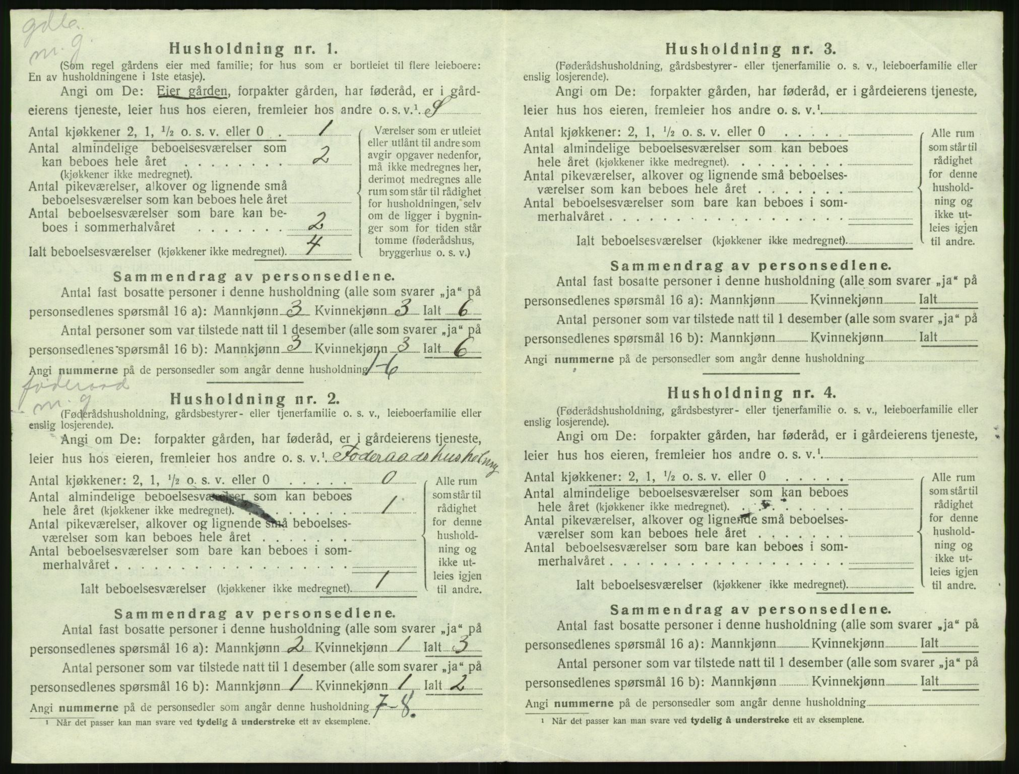 SAT, 1920 census for Volda, 1920, p. 1185