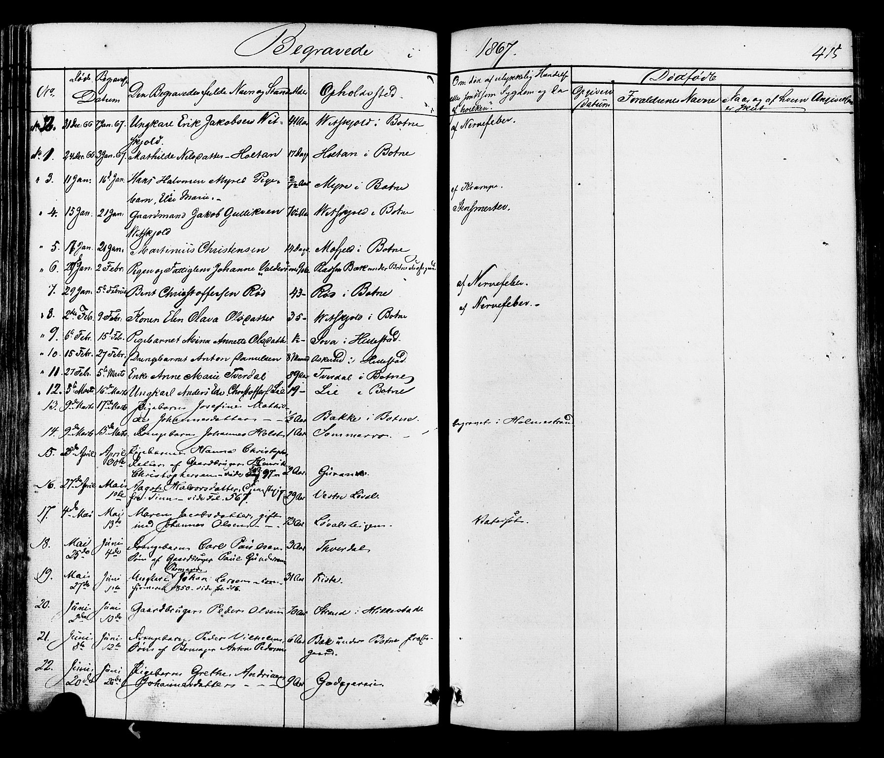 Botne kirkebøker, AV/SAKO-A-340/F/Fa/L0006: Parish register (official) no. I 6, 1836-1877, p. 415