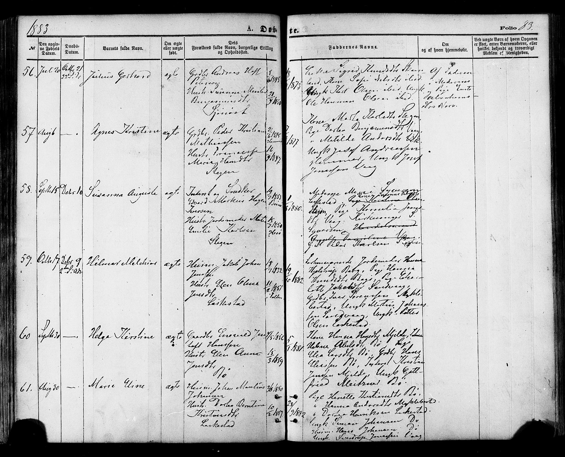 Ministerialprotokoller, klokkerbøker og fødselsregistre - Nordland, SAT/A-1459/855/L0802: Parish register (official) no. 855A10, 1875-1886, p. 83