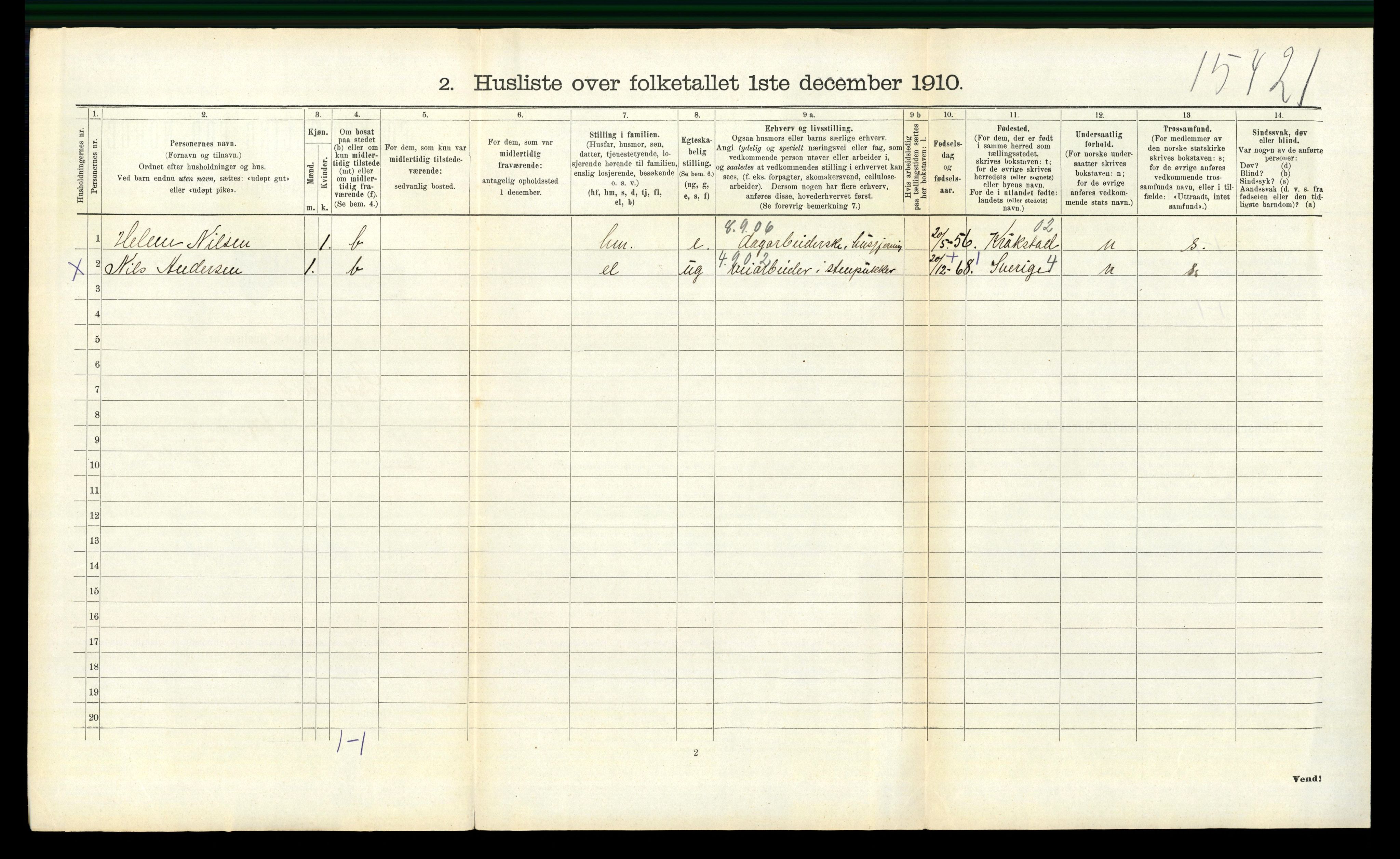 RA, 1910 census for Spydeberg, 1910, p. 708