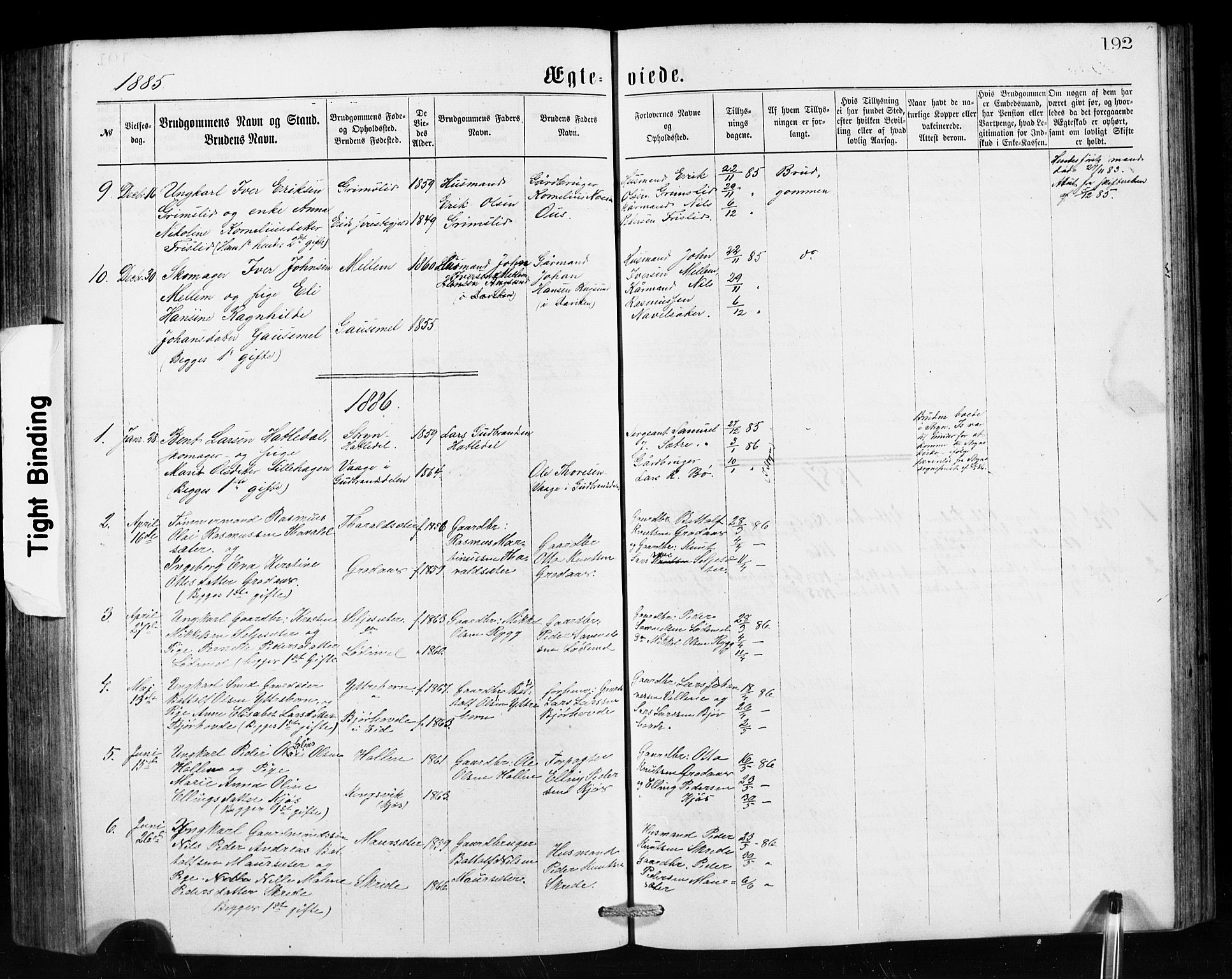 Hornindal sokneprestembete, SAB/A-82401/H/Hab: Parish register (copy) no. A 1, 1876-1894, p. 192