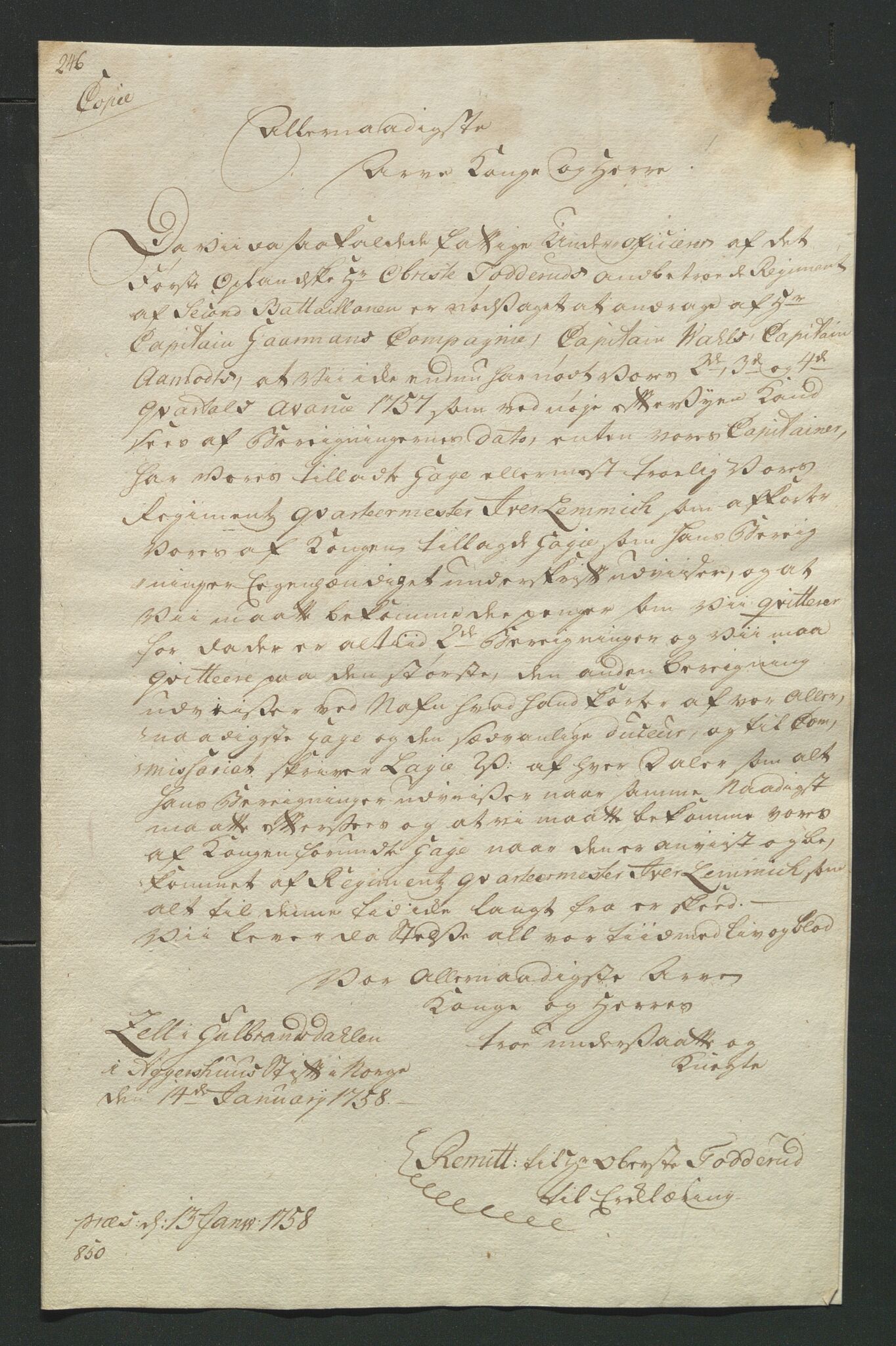 Åker i Vang, Hedmark, og familien Todderud, AV/SAH-ARK-010/J/Jc/L0002: Korrespondanse, 1753-1762, p. 168