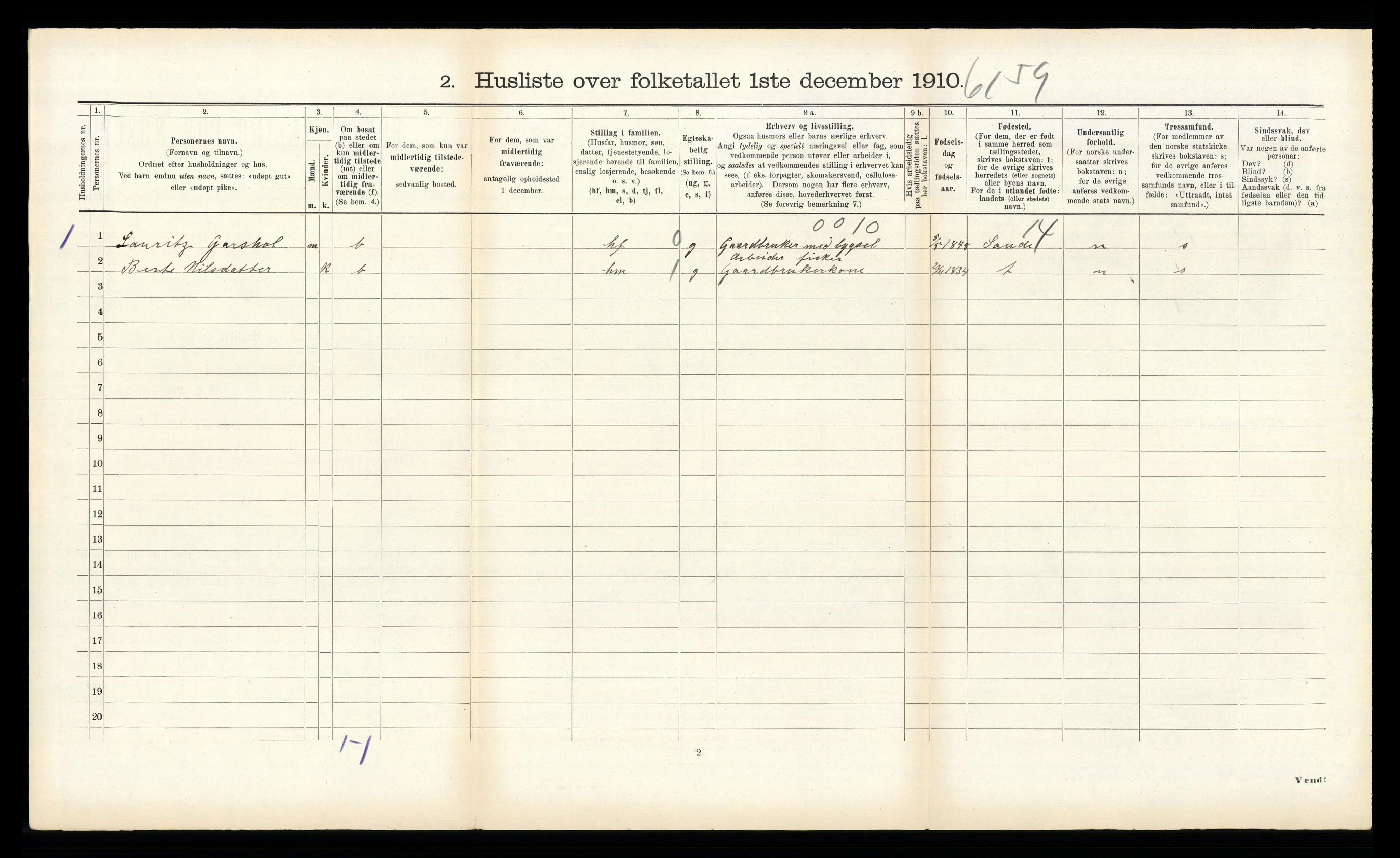 RA, 1910 census for Ulstein, 1910, p. 447