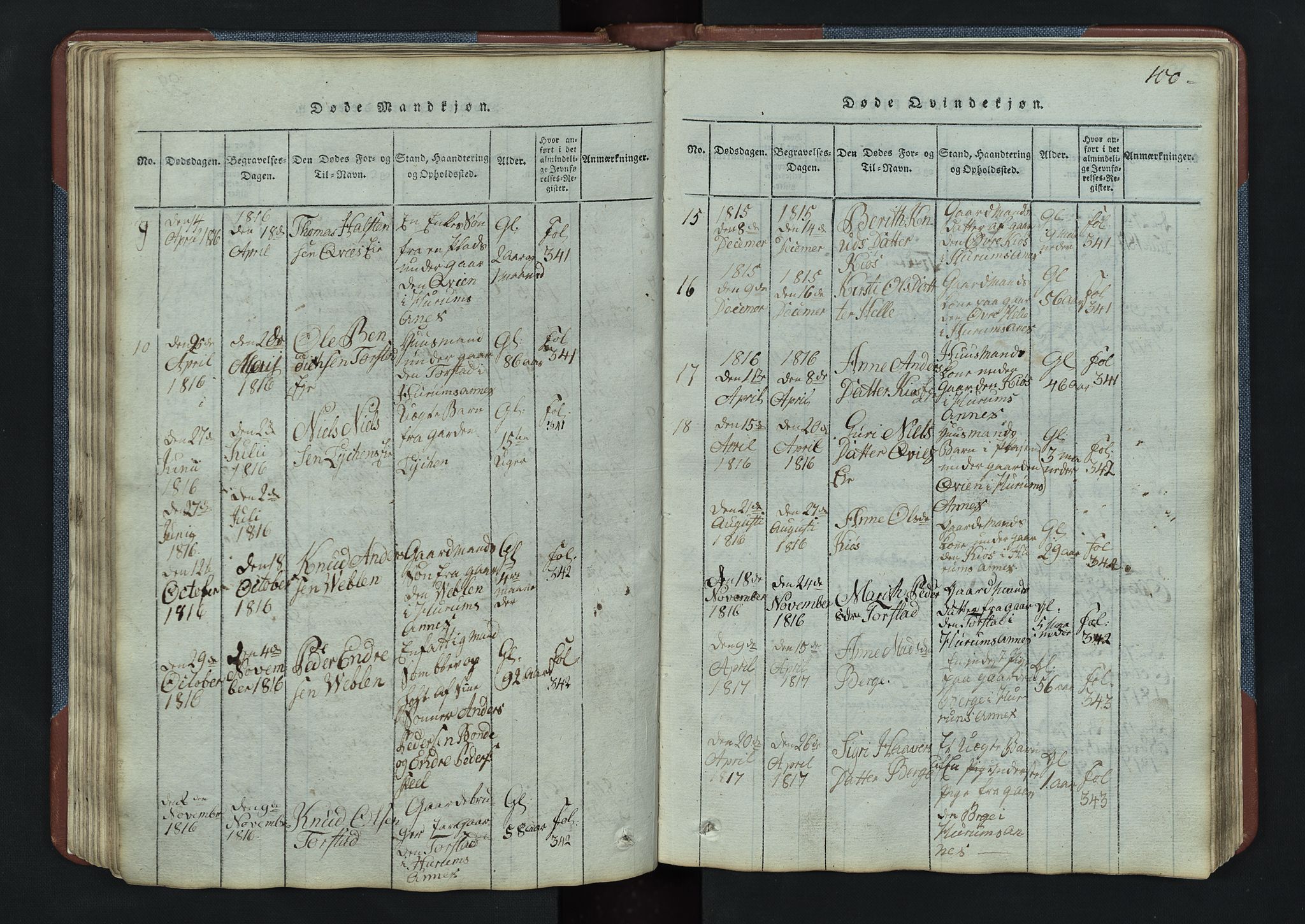 Vang prestekontor, Valdres, SAH/PREST-140/H/Hb/L0003: Parish register (copy) no. 3, 1814-1892, p. 100