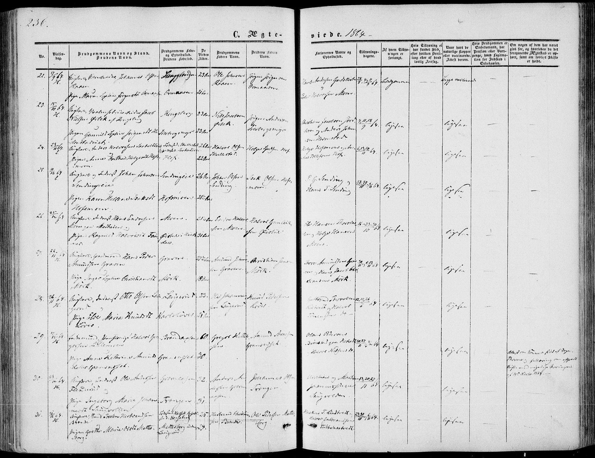 Sandsvær kirkebøker, AV/SAKO-A-244/F/Fa/L0006: Parish register (official) no. I 6, 1857-1868, p. 236