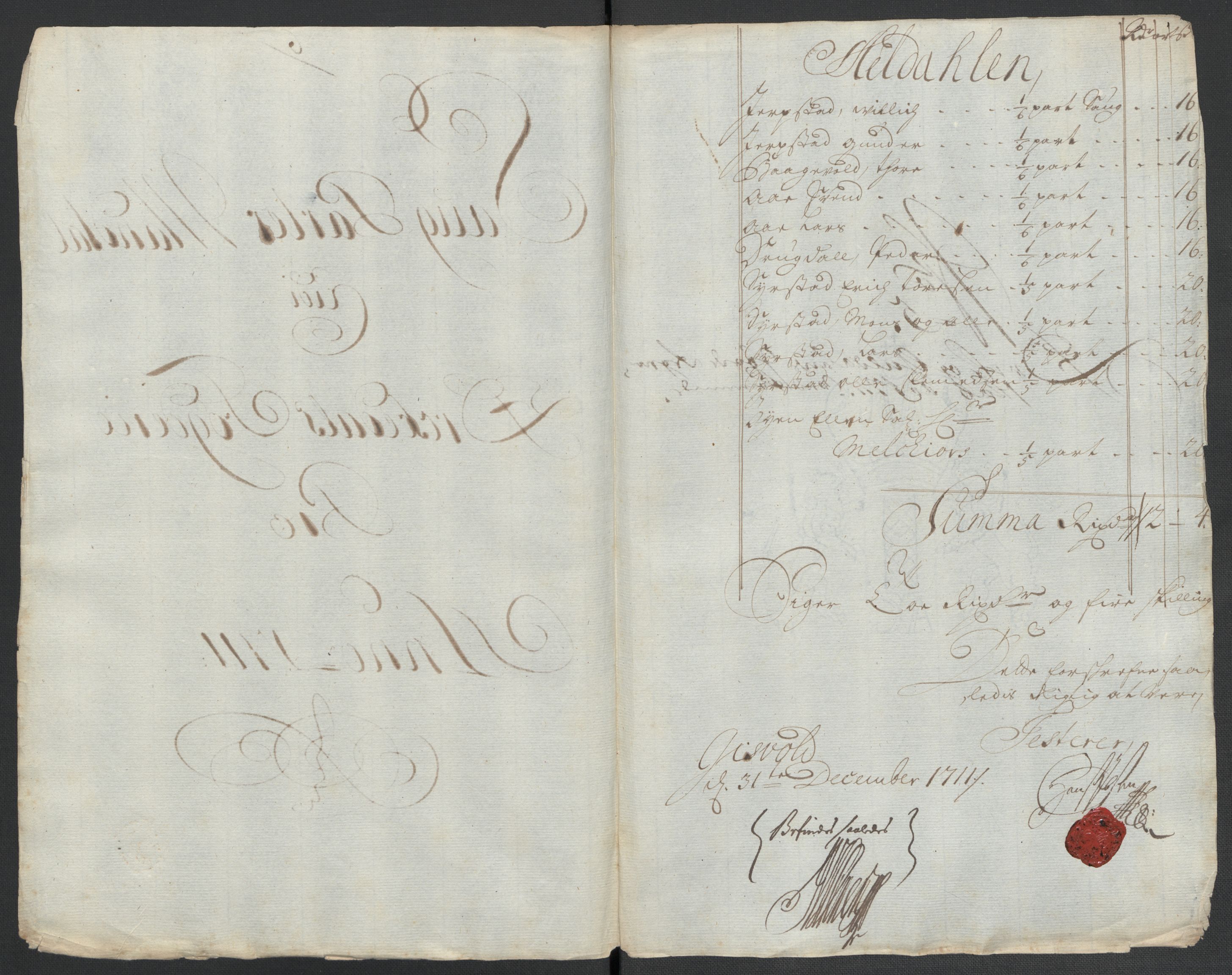 Rentekammeret inntil 1814, Reviderte regnskaper, Fogderegnskap, AV/RA-EA-4092/R60/L3961: Fogderegnskap Orkdal og Gauldal, 1711, p. 125