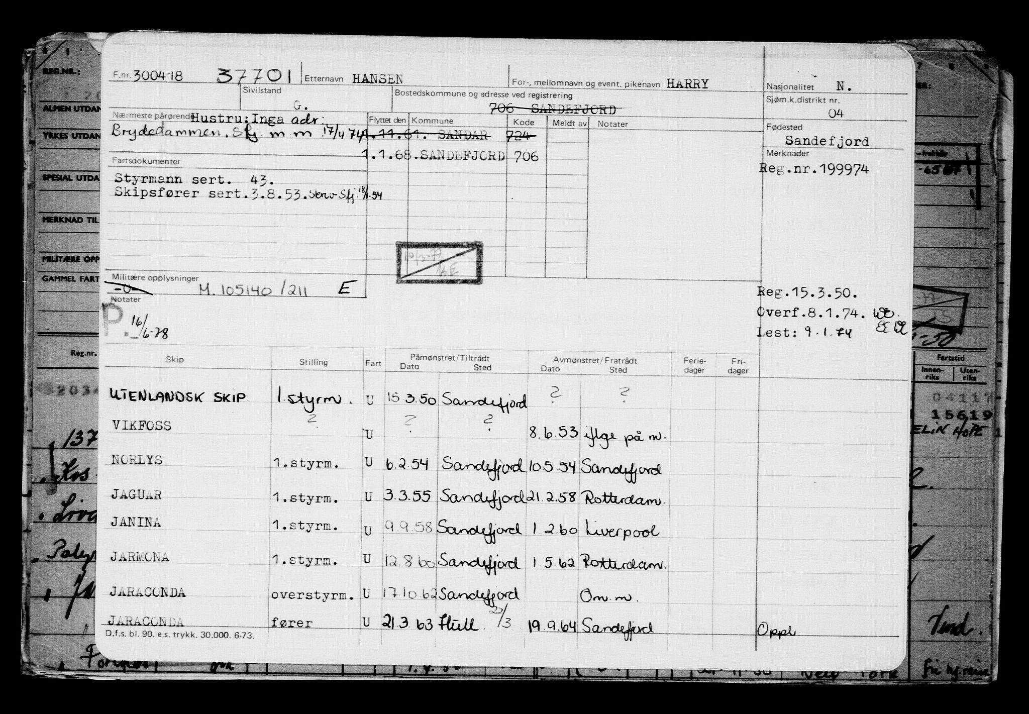 Direktoratet for sjømenn, AV/RA-S-3545/G/Gb/L0157: Hovedkort, 1918, p. 710