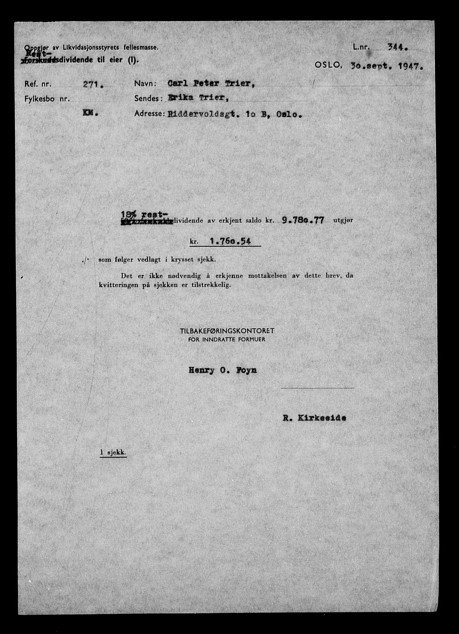 Justisdepartementet, Tilbakeføringskontoret for inndratte formuer, AV/RA-S-1564/H/Hc/Hcc/L0984: --, 1945-1947, p. 171