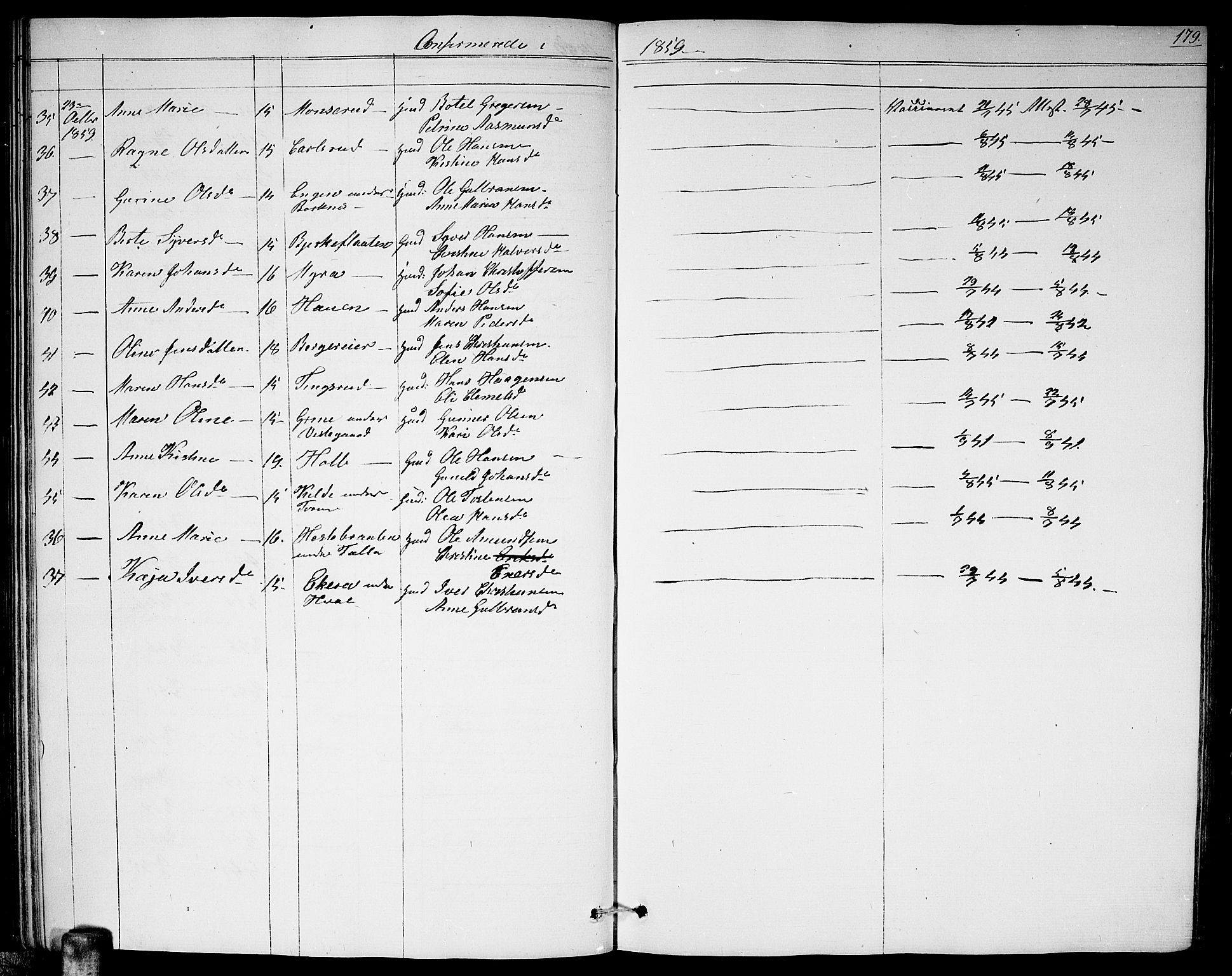 Fet prestekontor Kirkebøker, AV/SAO-A-10370a/G/Ga/L0002: Parish register (copy) no. I 2, 1843-1859, p. 179