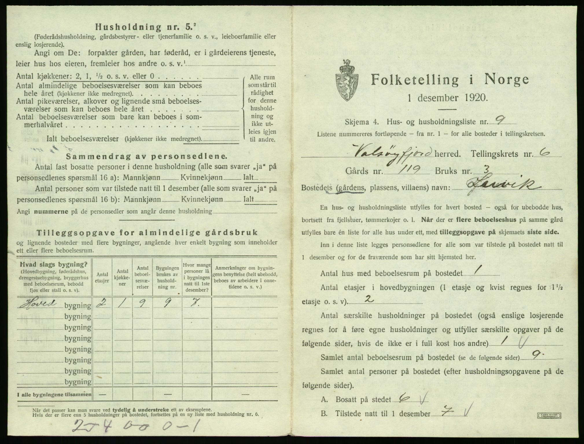 SAT, 1920 census for Valsøyfjord, 1920, p. 411