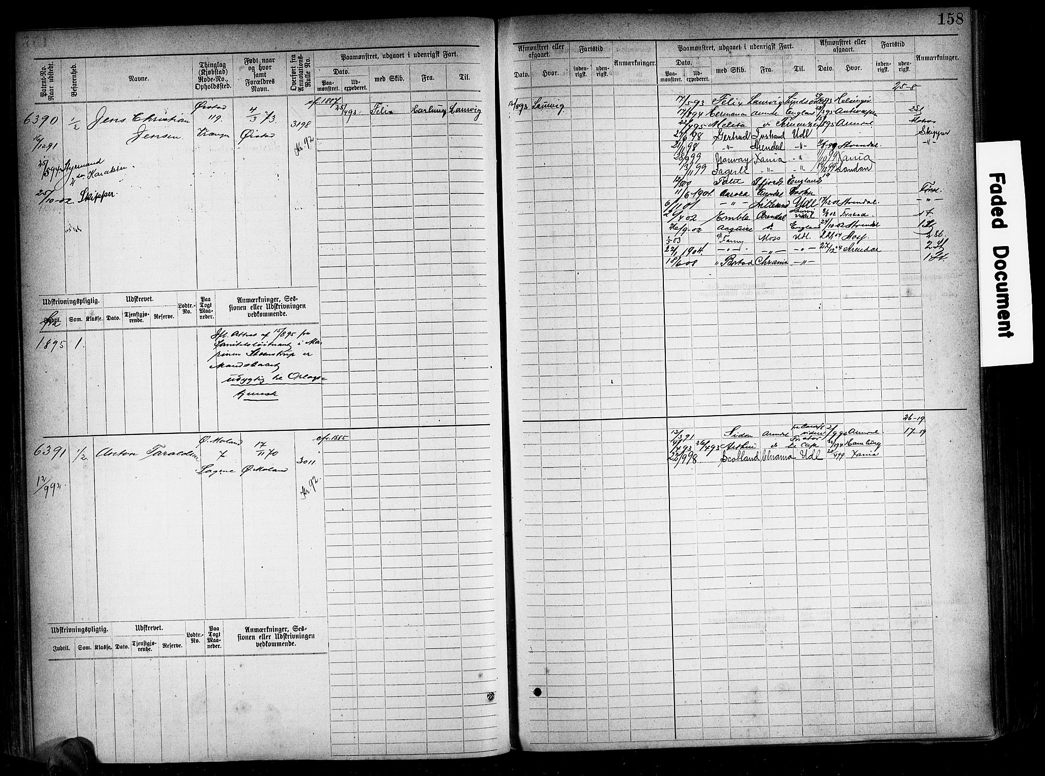 Arendal mønstringskrets, AV/SAK-2031-0012/F/Fb/L0018: Hovedrulle A nr 6077-6849, S-16, 1892-1894, p. 158