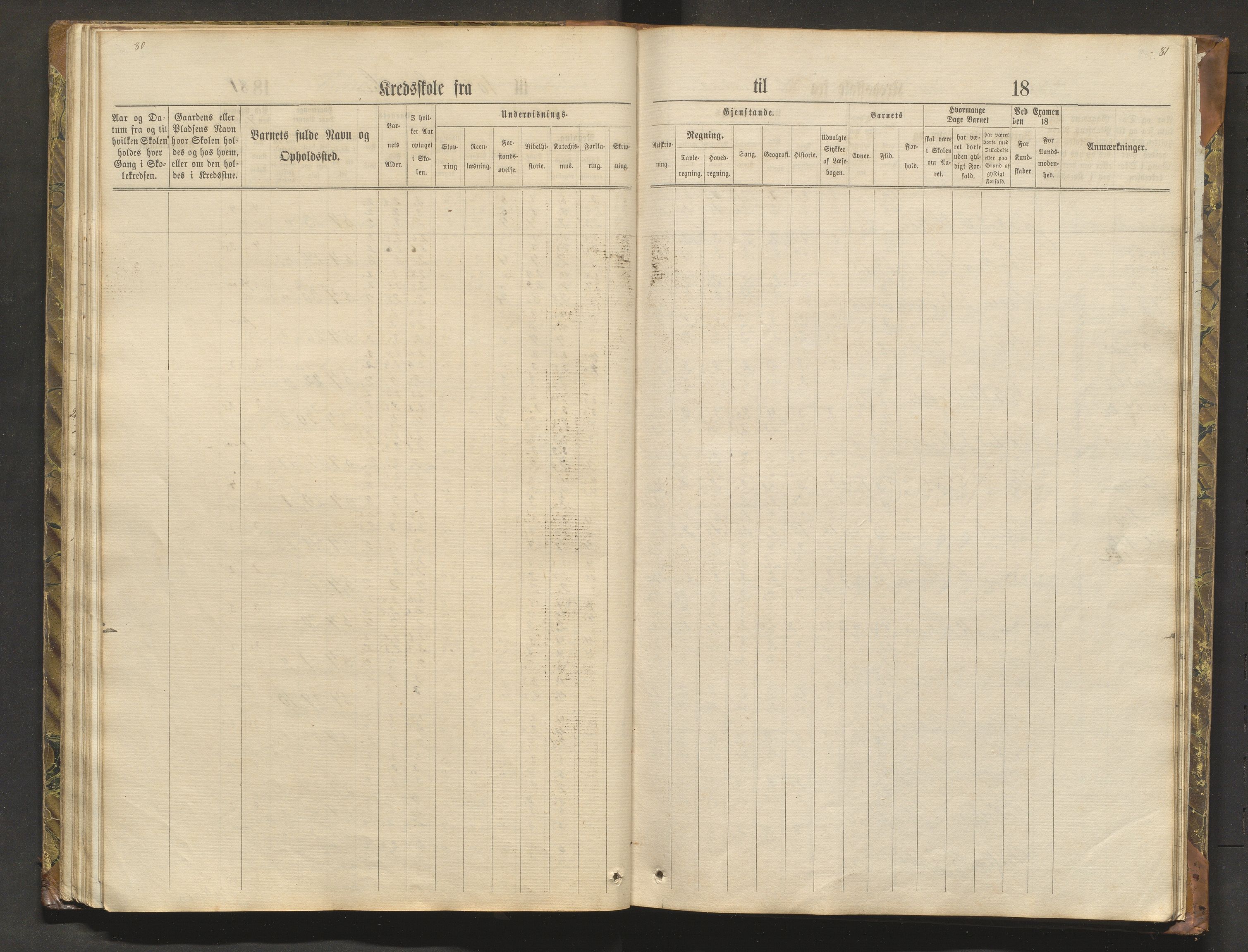 Sveio kommune. Barneskulane, IKAH/1216-231/F/Fa/L0018: Skuleprotokoll for Nordre Våge, Eilerås, Våge og Vikse krinsskular, 1870-1889, p. 80-81