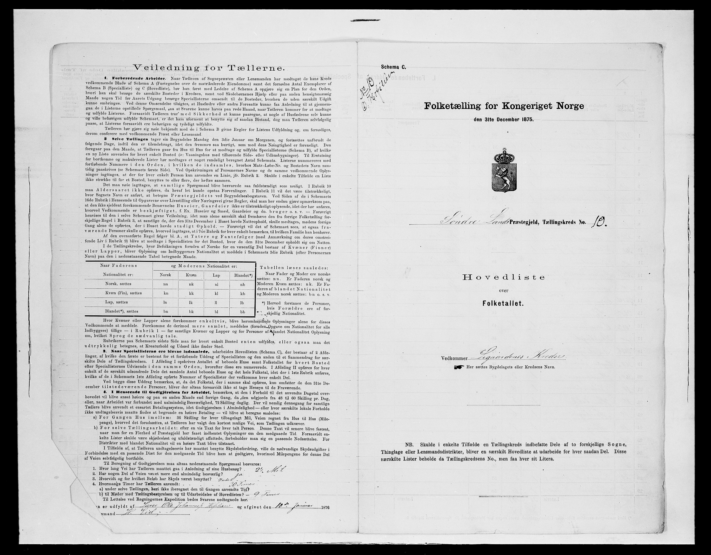 SAH, 1875 census for 0536P Søndre Land, 1875, p. 43