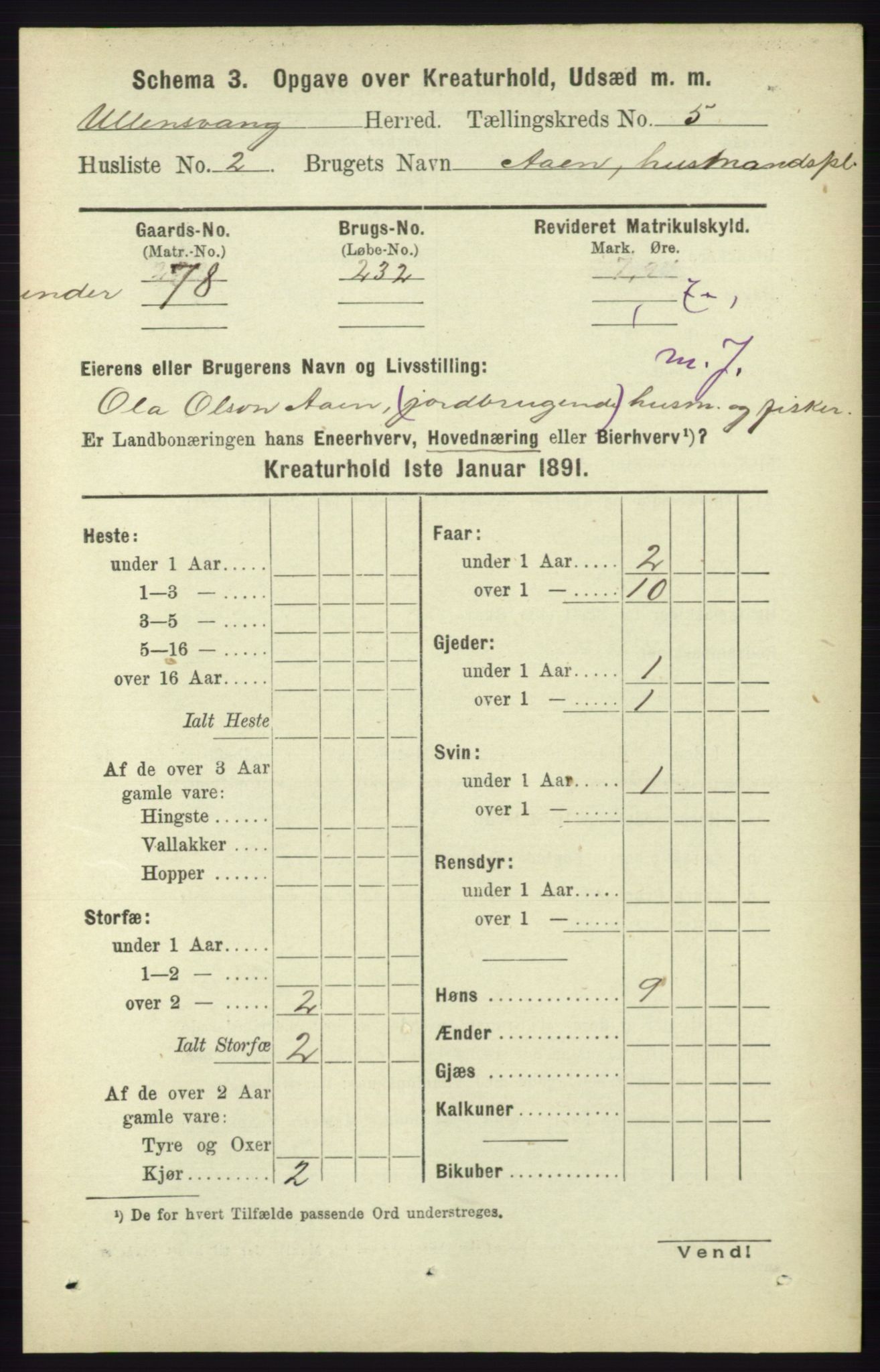 RA, 1891 census for 1230 Ullensvang, 1891, p. 7141