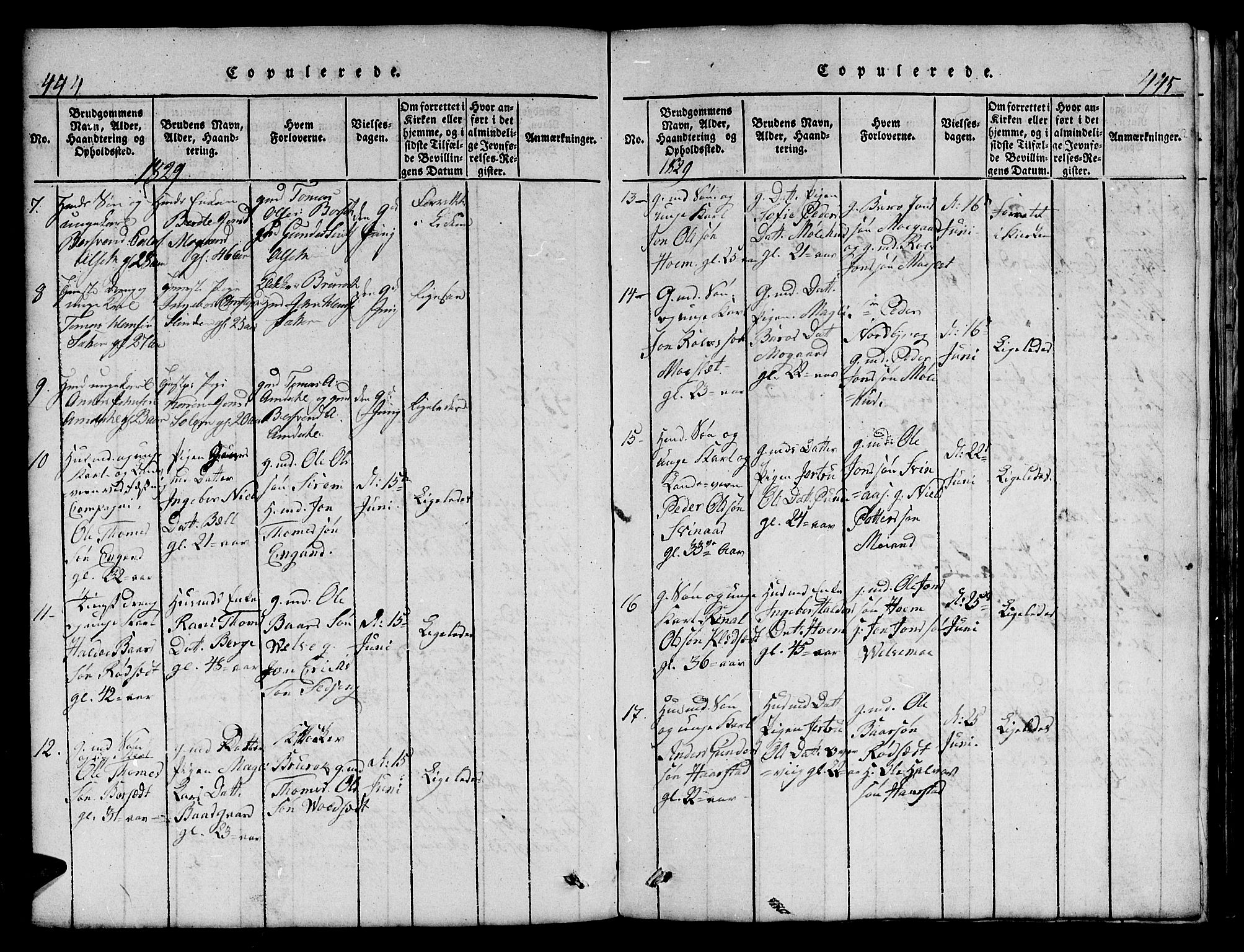 Ministerialprotokoller, klokkerbøker og fødselsregistre - Sør-Trøndelag, SAT/A-1456/695/L1152: Parish register (copy) no. 695C03, 1816-1831, p. 444-445