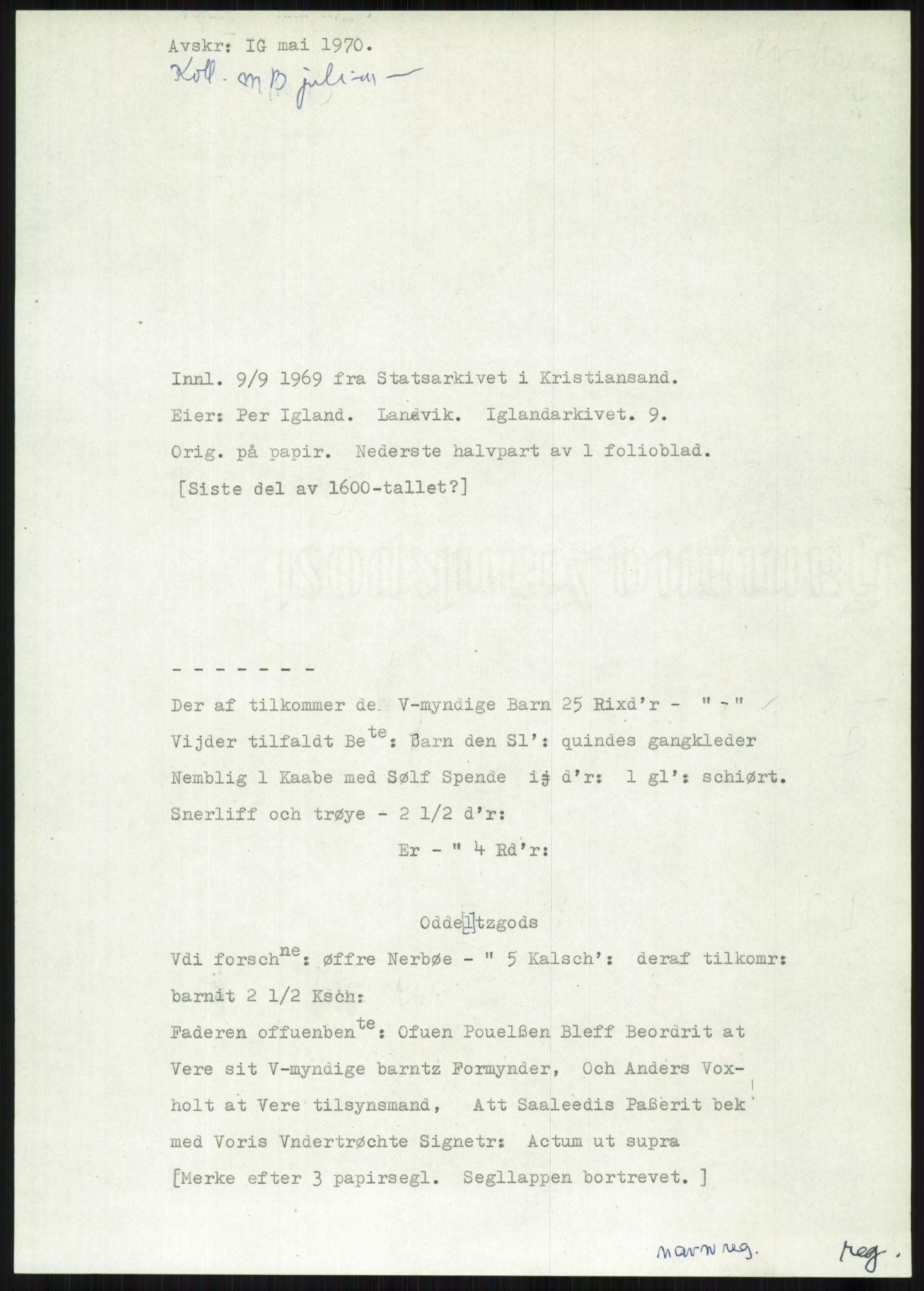Samlinger til kildeutgivelse, Diplomavskriftsamlingen, AV/RA-EA-4053/H/Ha, p. 3349