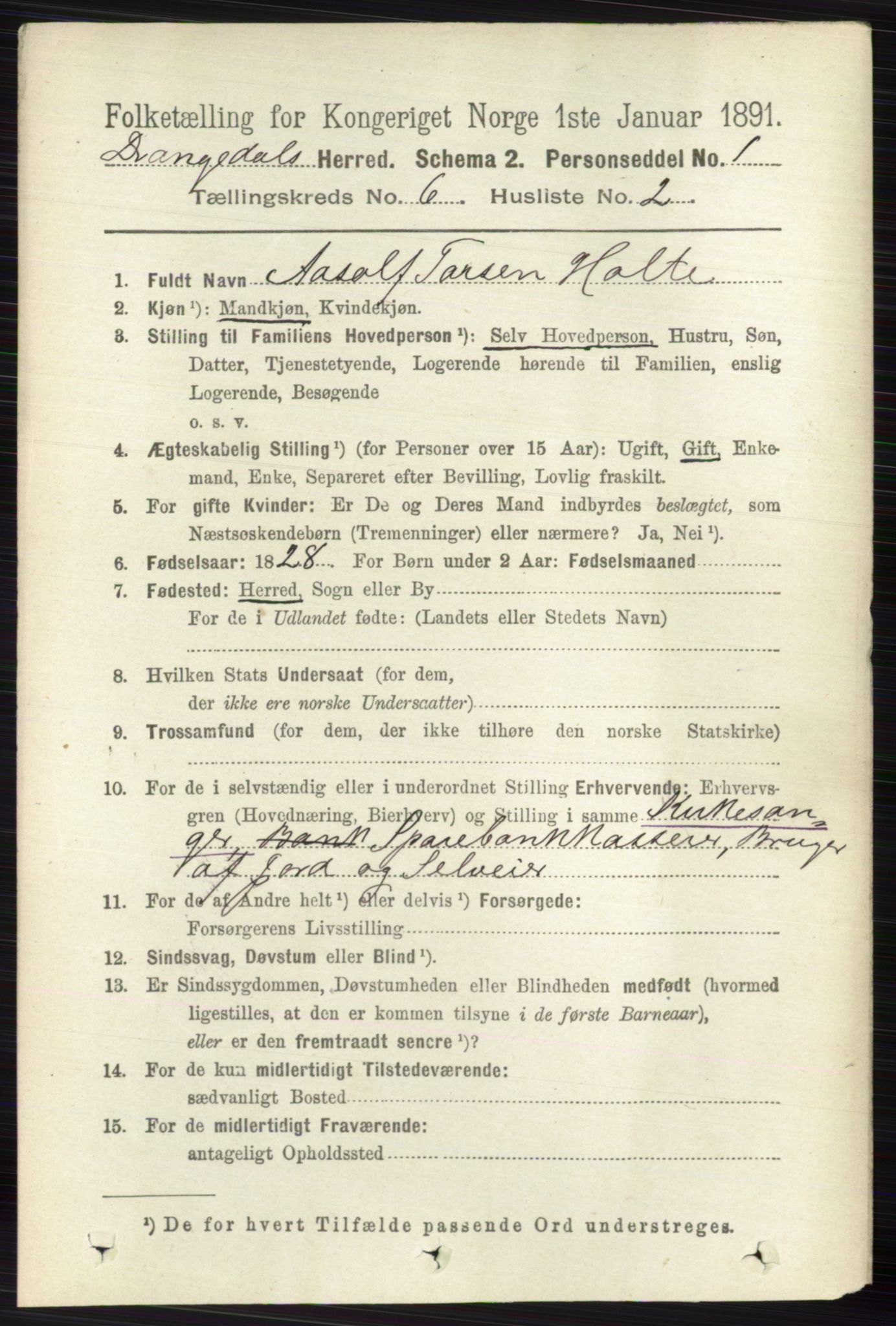 RA, 1891 census for 0817 Drangedal, 1891, p. 1991