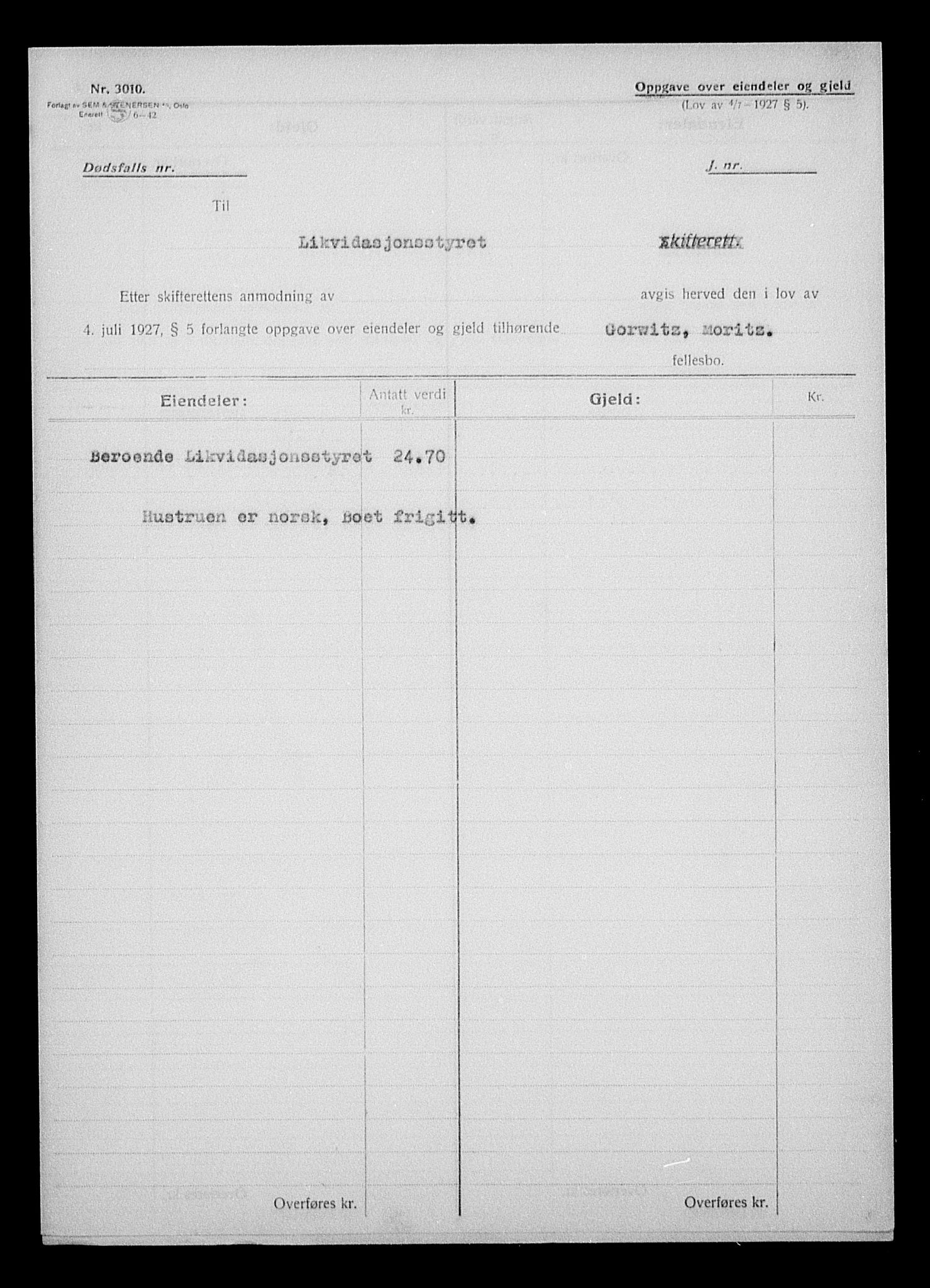 Justisdepartementet, Tilbakeføringskontoret for inndratte formuer, AV/RA-S-1564/H/Hc/Hcc/L0940: --, 1945-1947, p. 769