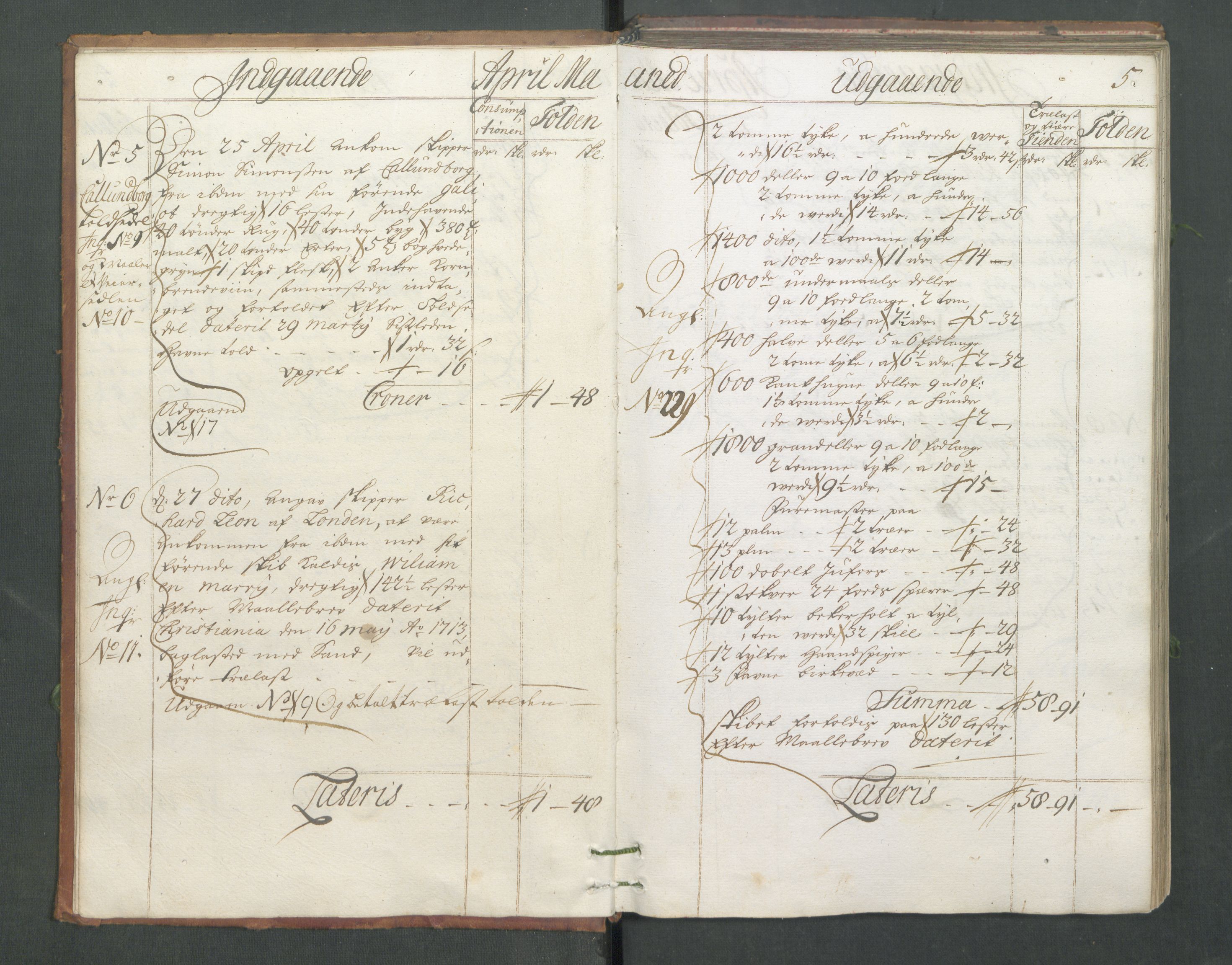 Generaltollkammeret, tollregnskaper, AV/RA-EA-5490/R02/L0006/0001: Tollregnskaper Fredrikstad / Hovedtollbok, 1731, p. 5