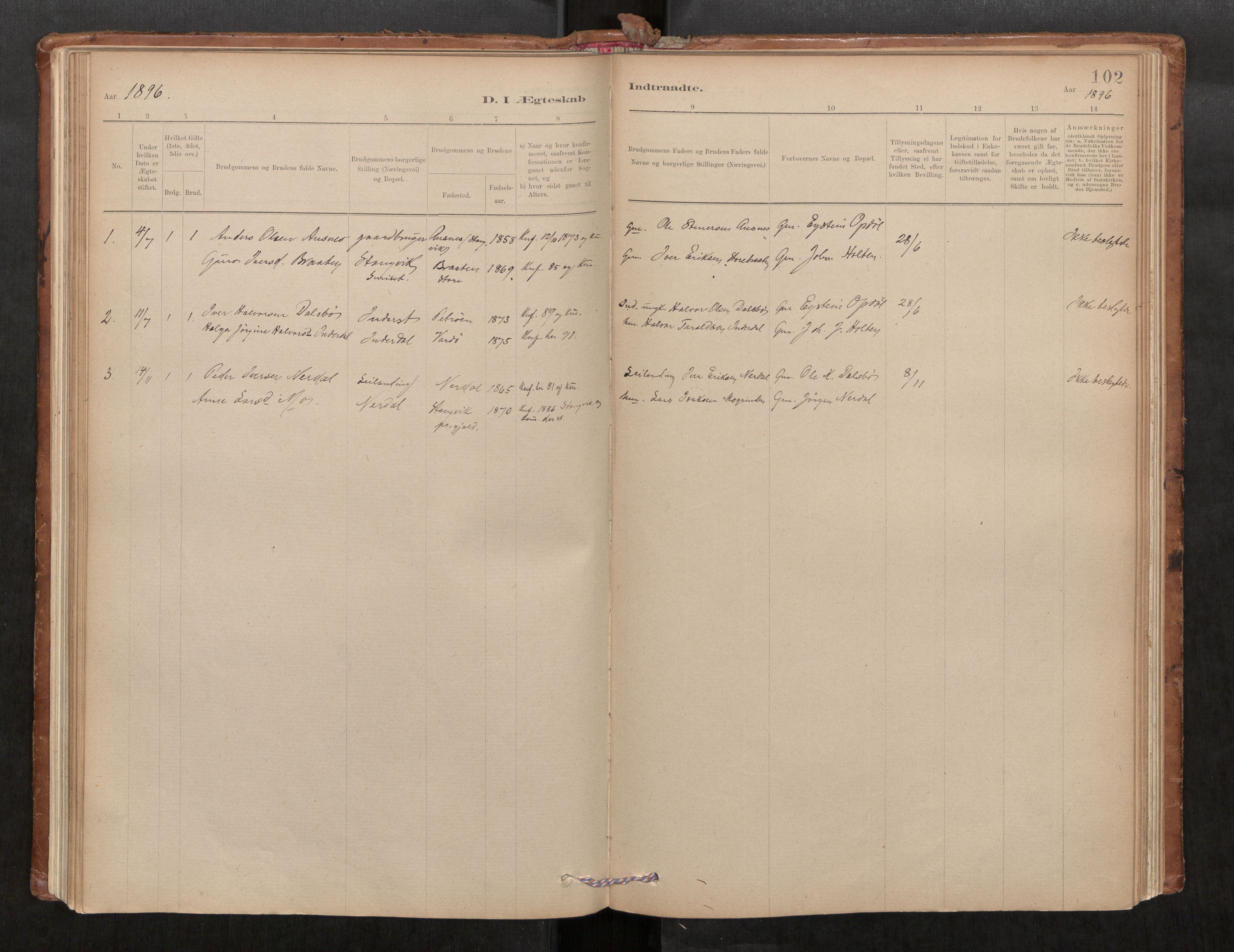 Parish register (official) no. 1, 1886-1908, p. 102