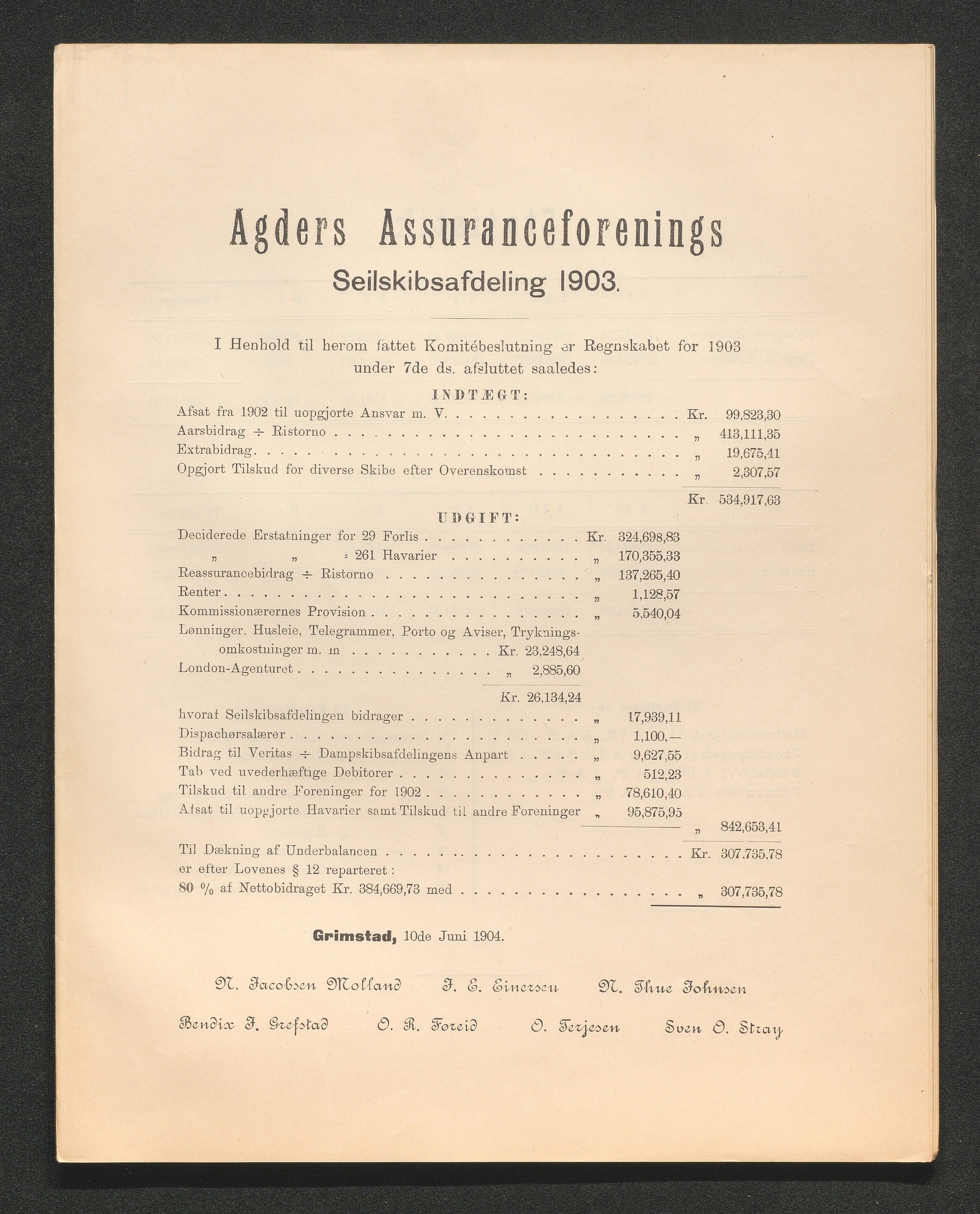 Agders Gjensidige Assuranceforening, AAKS/PA-1718/05/L0003: Regnskap, seilavdeling, pakkesak, 1890-1912