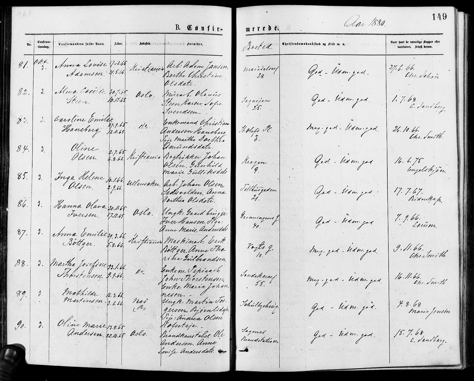 Gamle Aker prestekontor Kirkebøker, AV/SAO-A-10617a/F/L0005: Parish register (official) no. 5, 1873-1881, p. 149