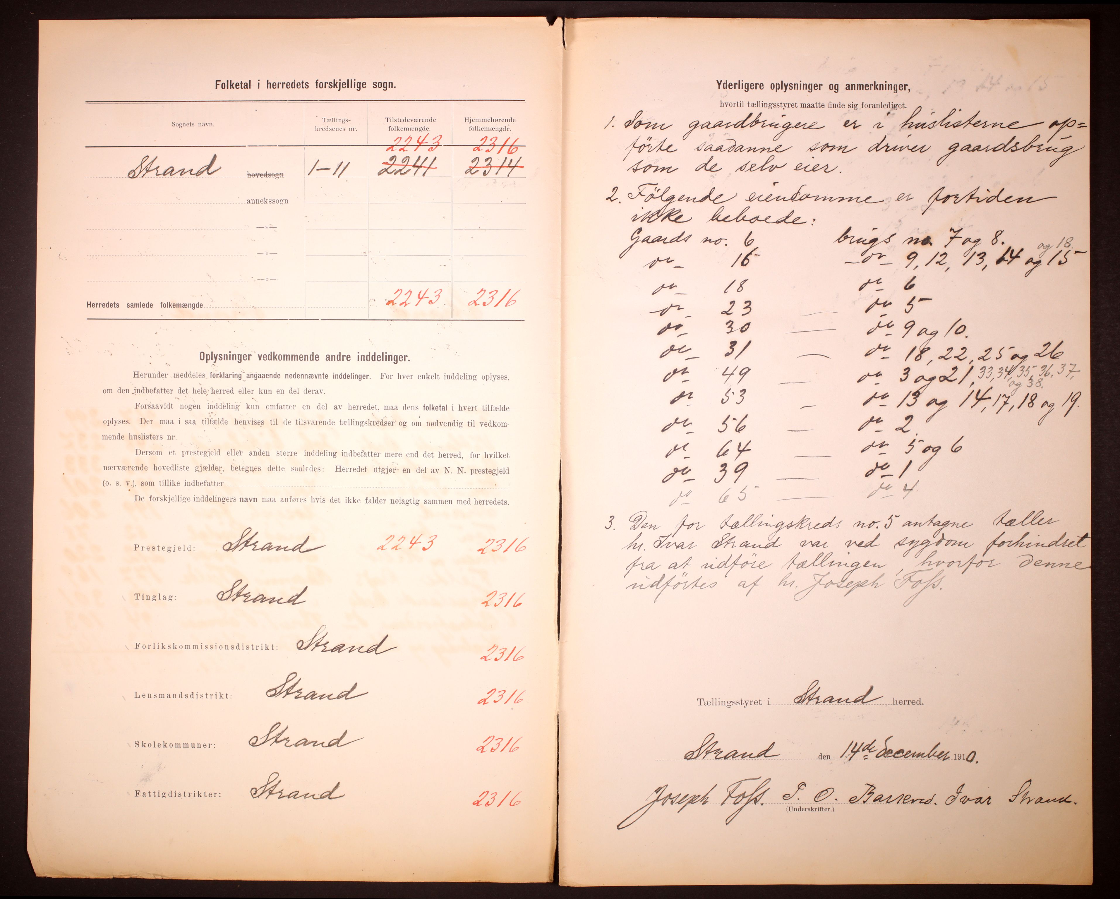 RA, 1910 census for Strand, 1910, p. 3