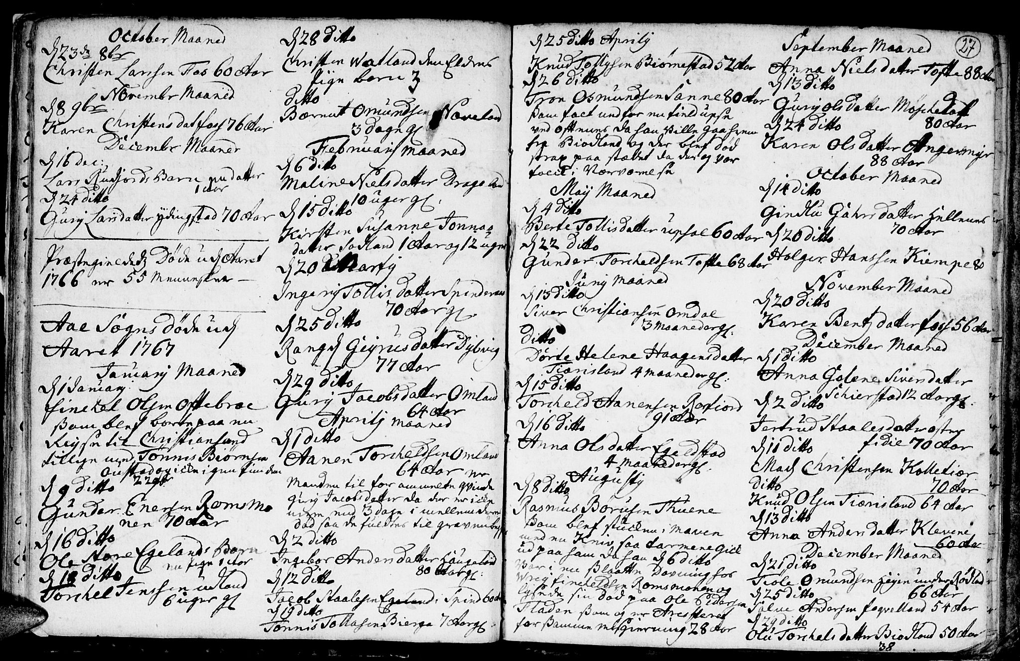 Lyngdal sokneprestkontor, SAK/1111-0029/F/Fa/Fac/L0003: Parish register (official) no. A 3, 1750-1803, p. 27