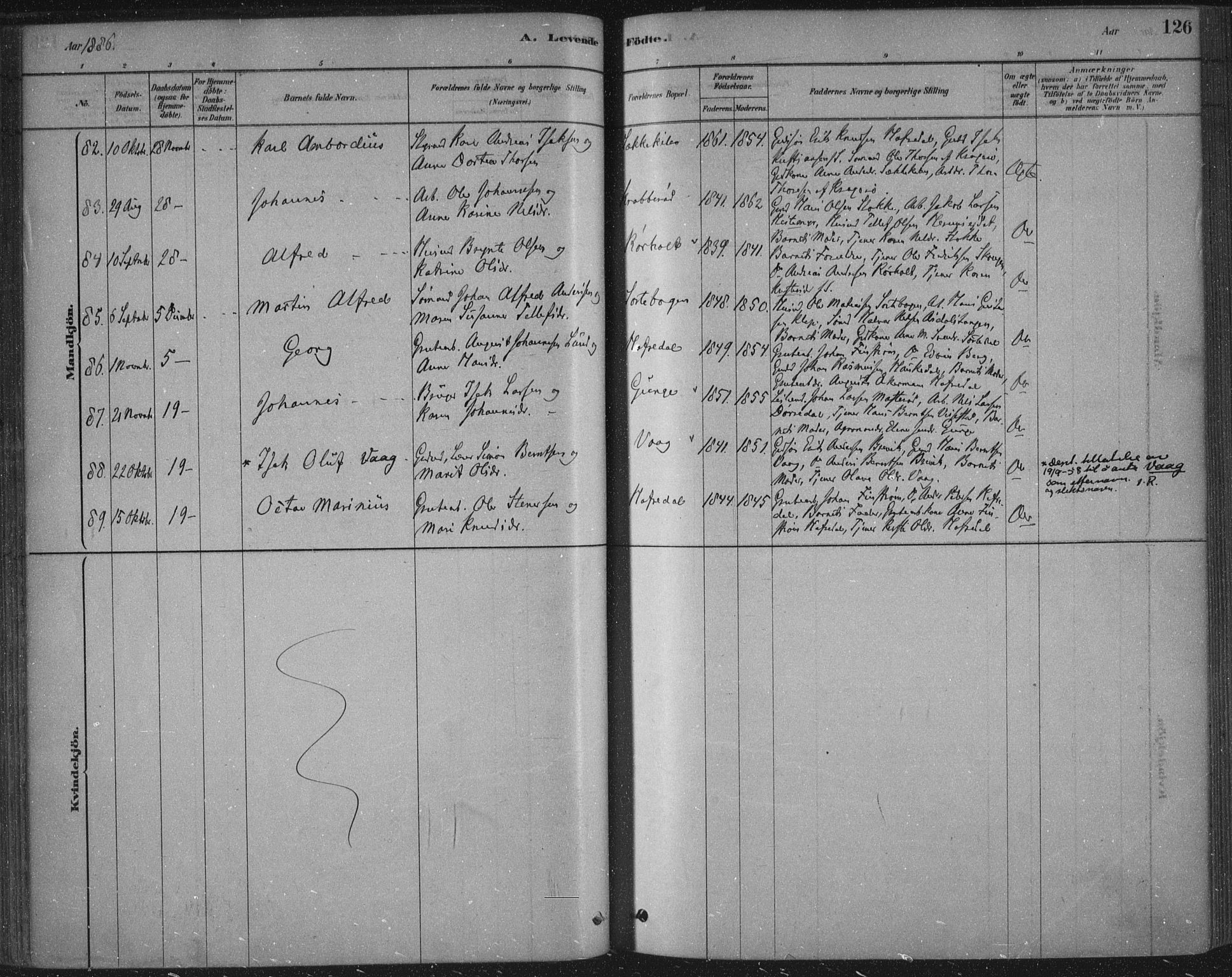 Bamble kirkebøker, SAKO/A-253/F/Fa/L0007: Parish register (official) no. I 7, 1878-1888, p. 126