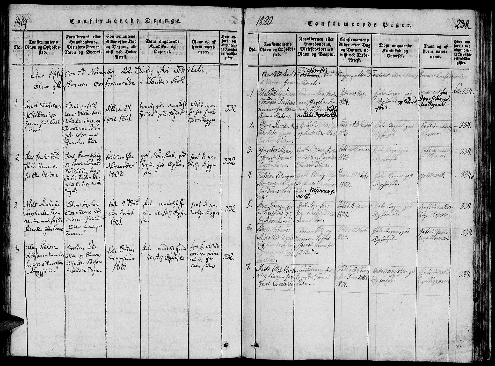 Ministerialprotokoller, klokkerbøker og fødselsregistre - Møre og Romsdal, AV/SAT-A-1454/507/L0069: Parish register (official) no. 507A04, 1816-1841, p. 238