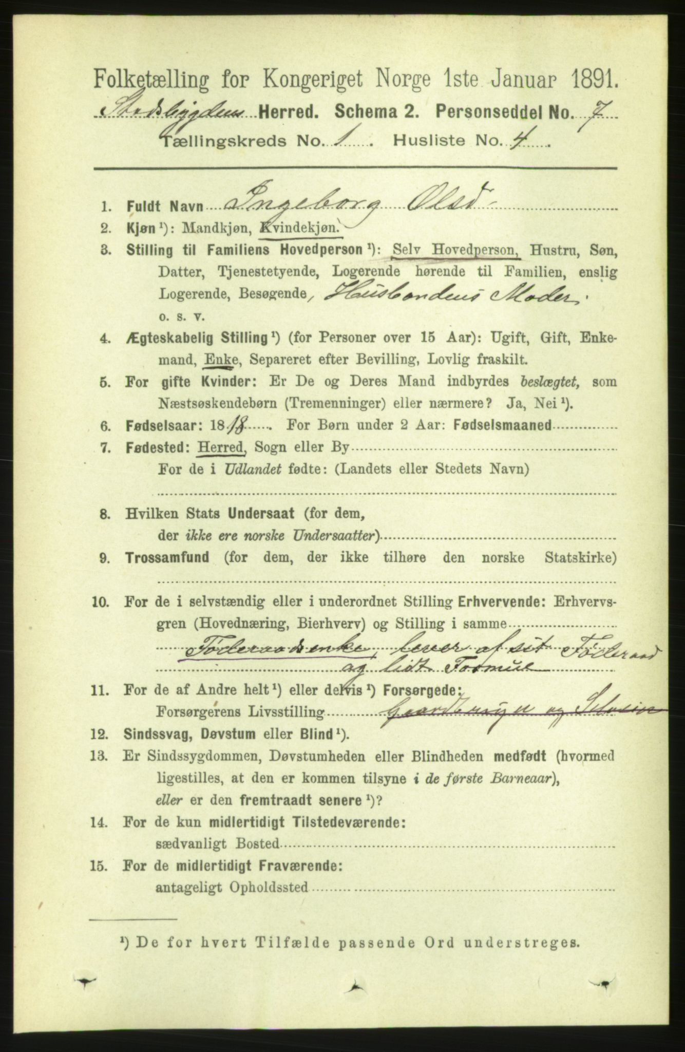 RA, 1891 census for 1625 Stadsbygd, 1891, p. 128