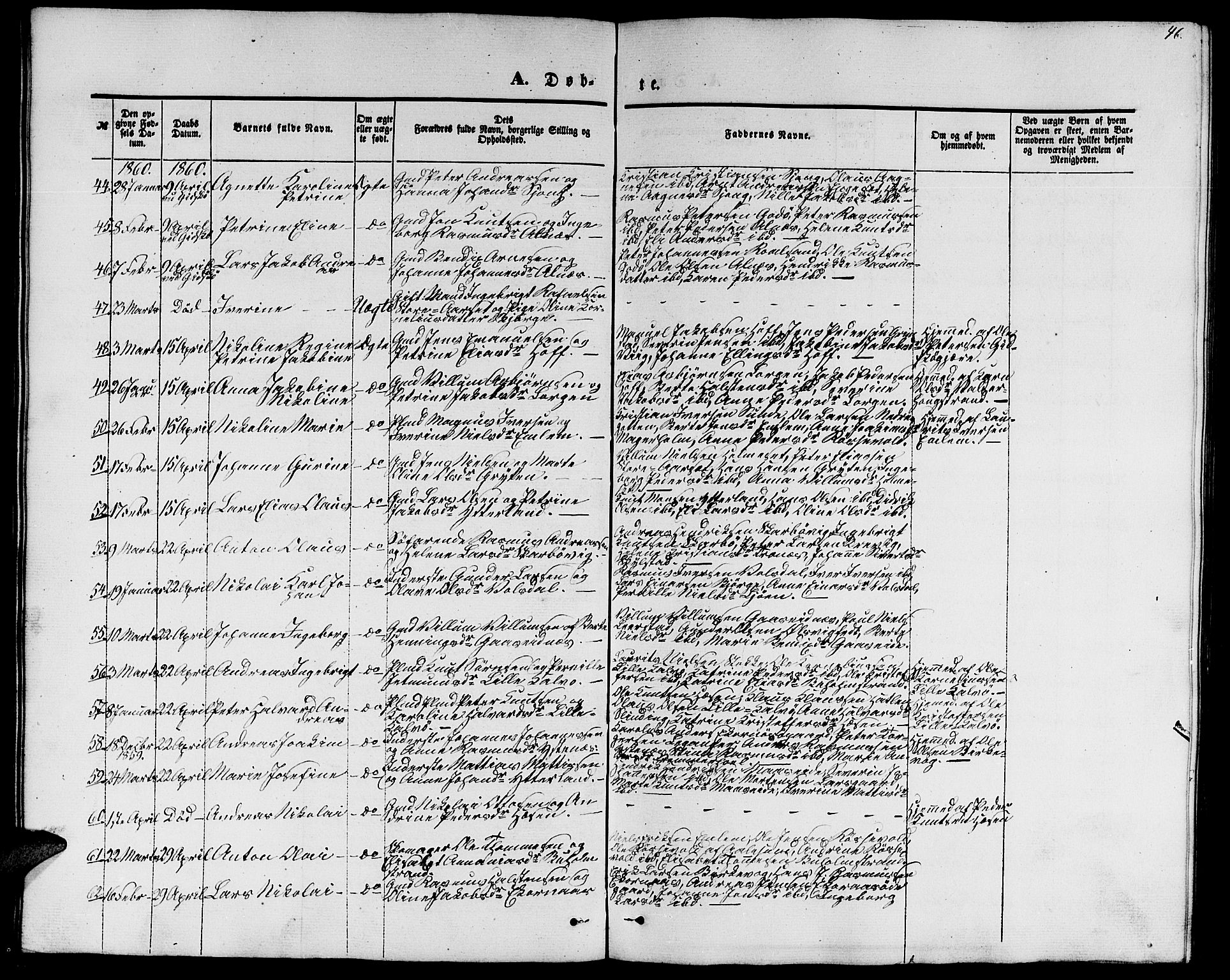 Ministerialprotokoller, klokkerbøker og fødselsregistre - Møre og Romsdal, AV/SAT-A-1454/528/L0427: Parish register (copy) no. 528C08, 1855-1864, p. 46