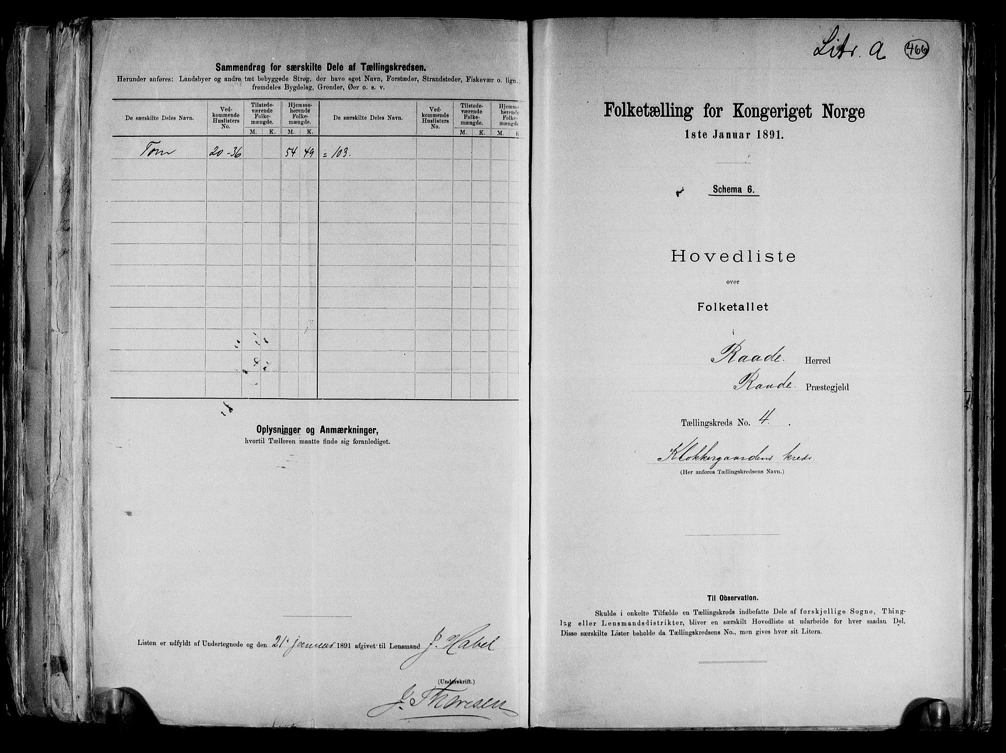 RA, 1891 census for 0135 Råde, 1891, p. 10