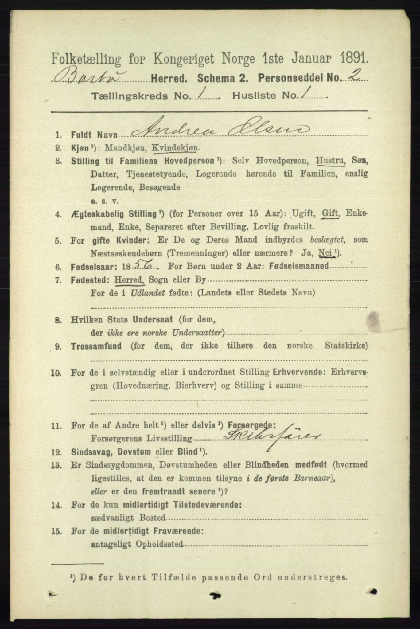 RA, 1891 census for 0990 Barbu, 1891, p. 131