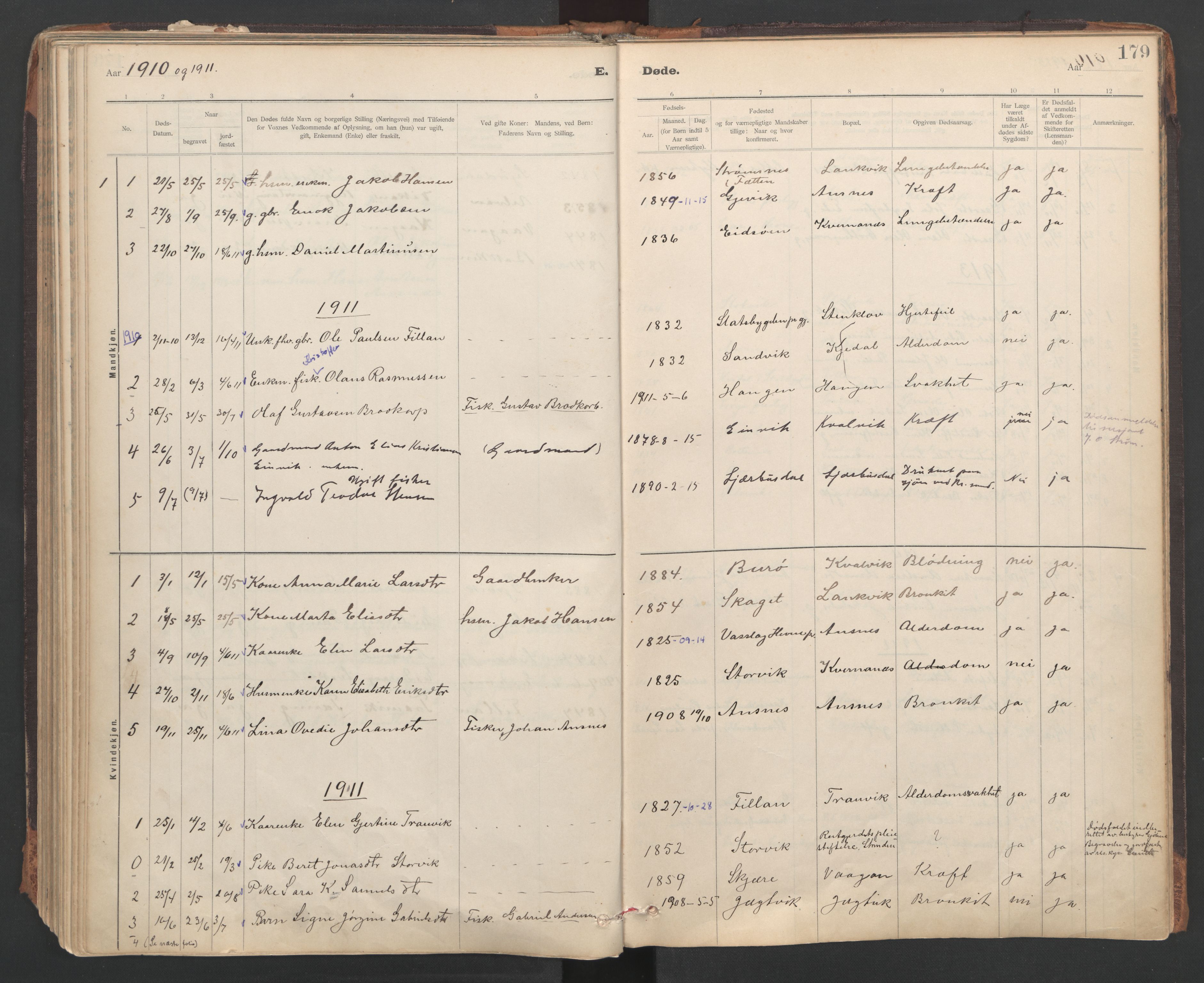 Ministerialprotokoller, klokkerbøker og fødselsregistre - Sør-Trøndelag, SAT/A-1456/637/L0559: Parish register (official) no. 637A02, 1899-1923, p. 179