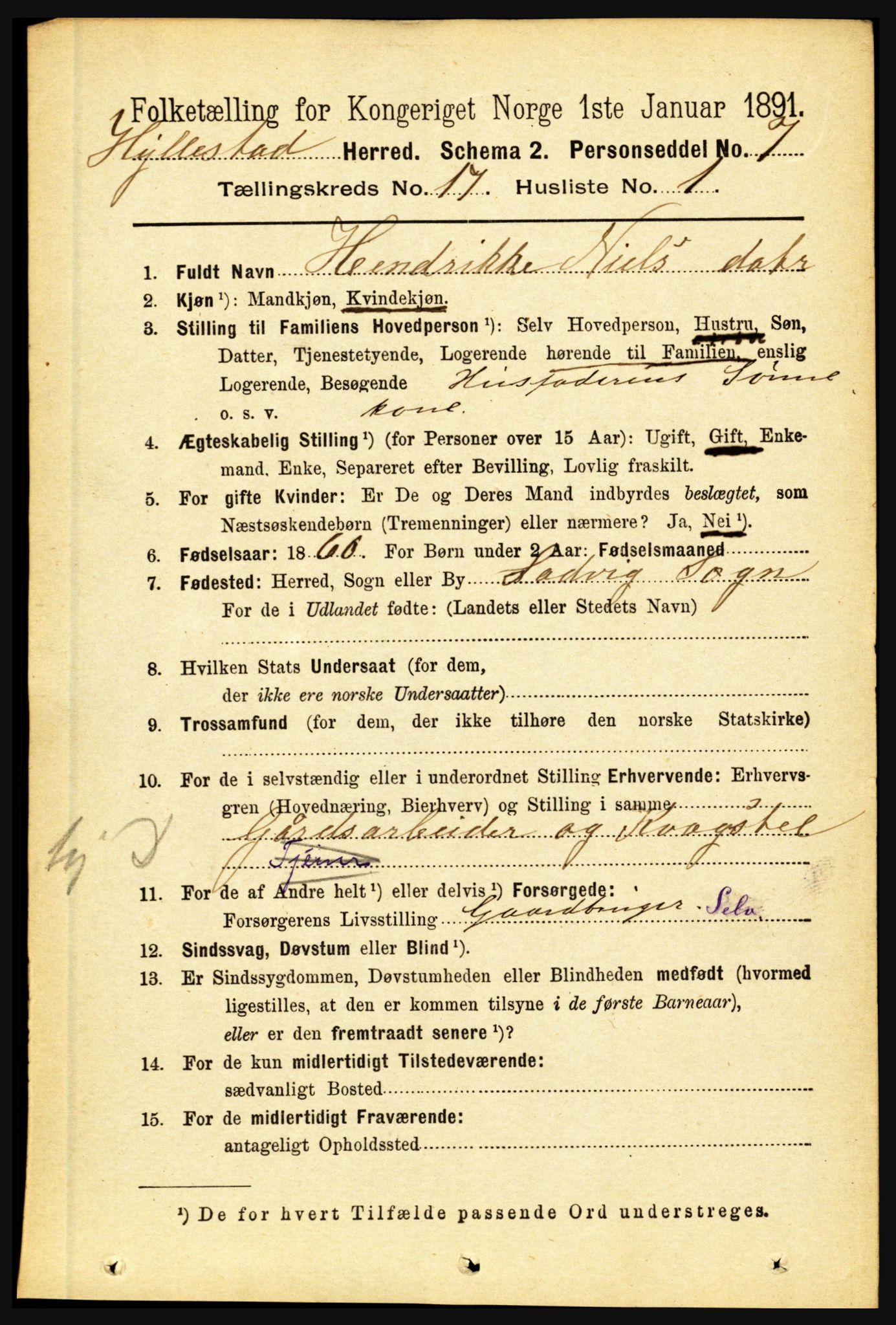 RA, 1891 census for 1413 Hyllestad, 1891, p. 3014