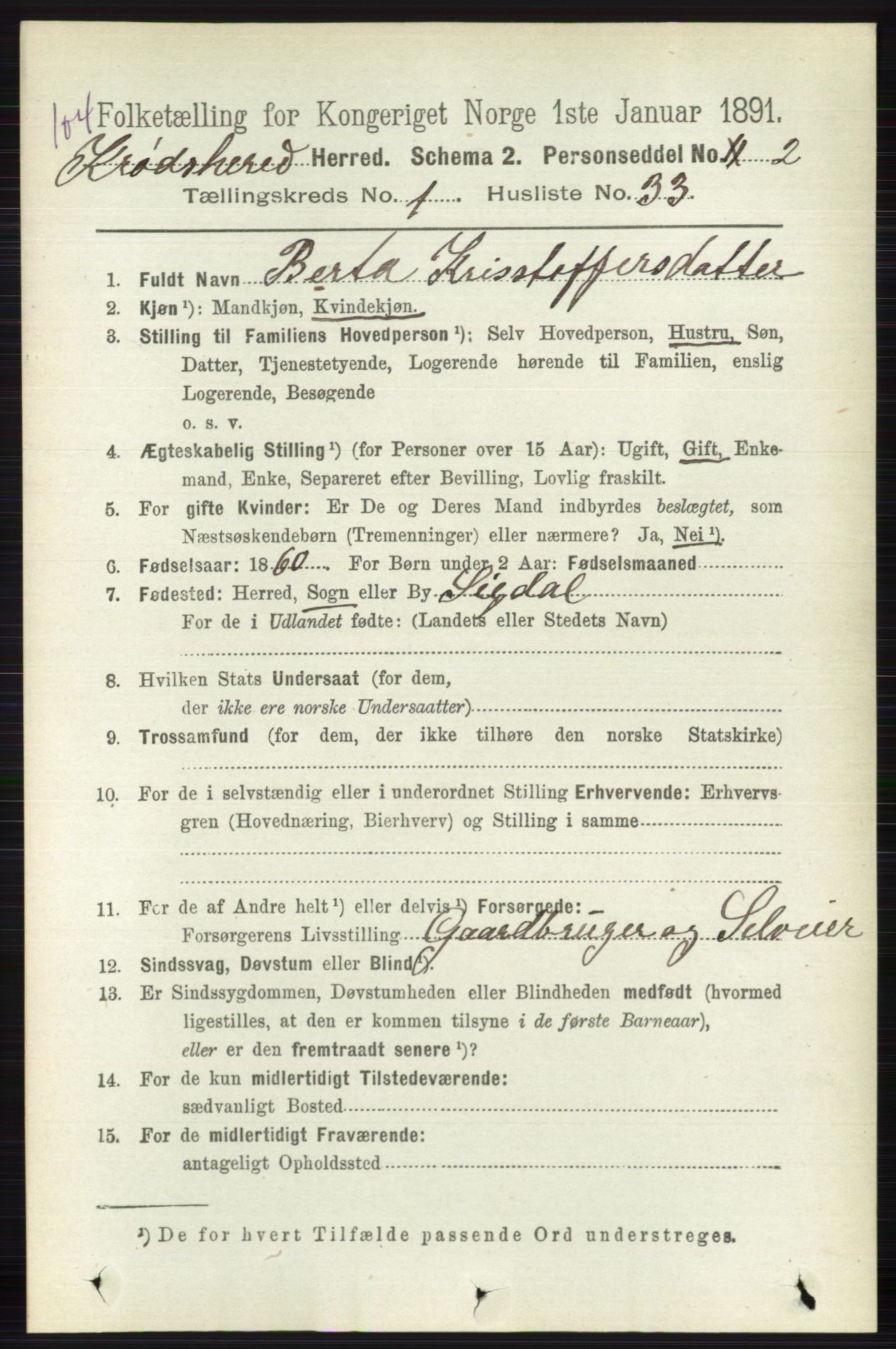 RA, 1891 census for 0621 Sigdal, 1891, p. 5173