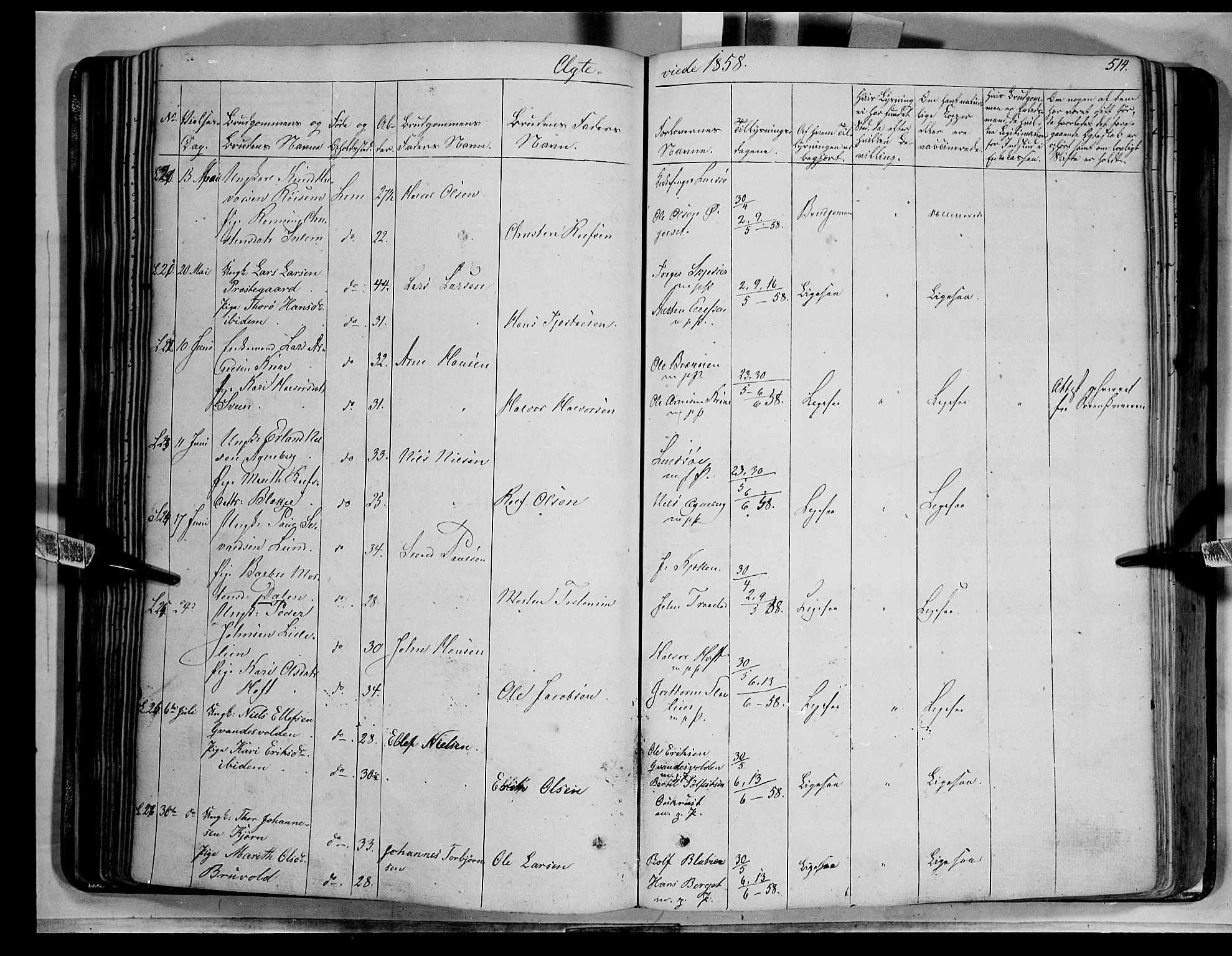 Lom prestekontor, SAH/PREST-070/K/L0006: Parish register (official) no. 6B, 1837-1863, p. 514