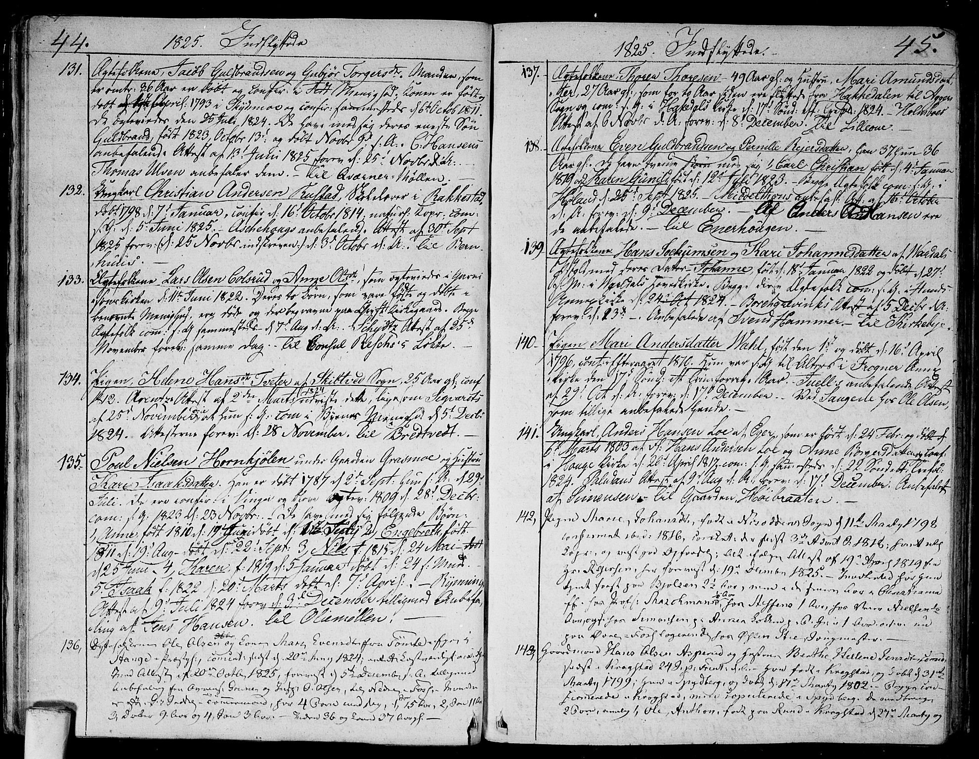 Aker prestekontor kirkebøker, SAO/A-10861/F/L0014b: Parish register (official) no. 14B, 1820-1834, p. 44-45
