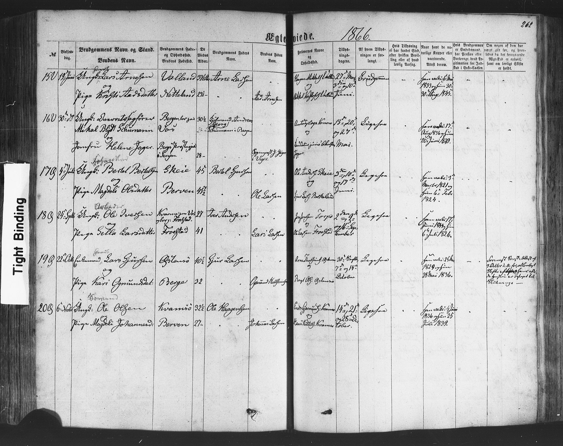 Kvam sokneprestembete, SAB/A-76201/H/Haa: Parish register (official) no. A 9, 1864-1879, p. 262